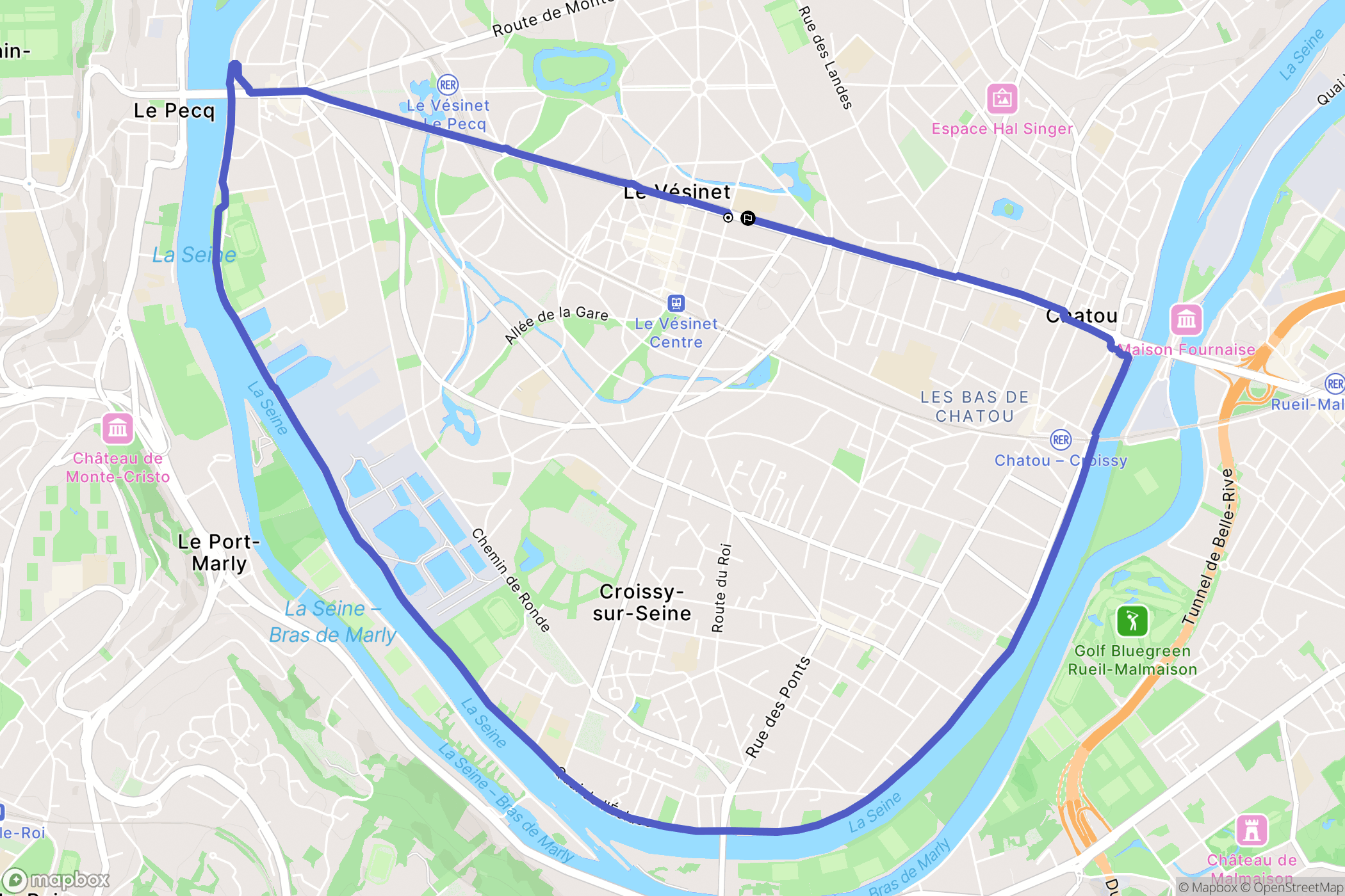 Le Vésinet : carte du parcours de randonnée - France