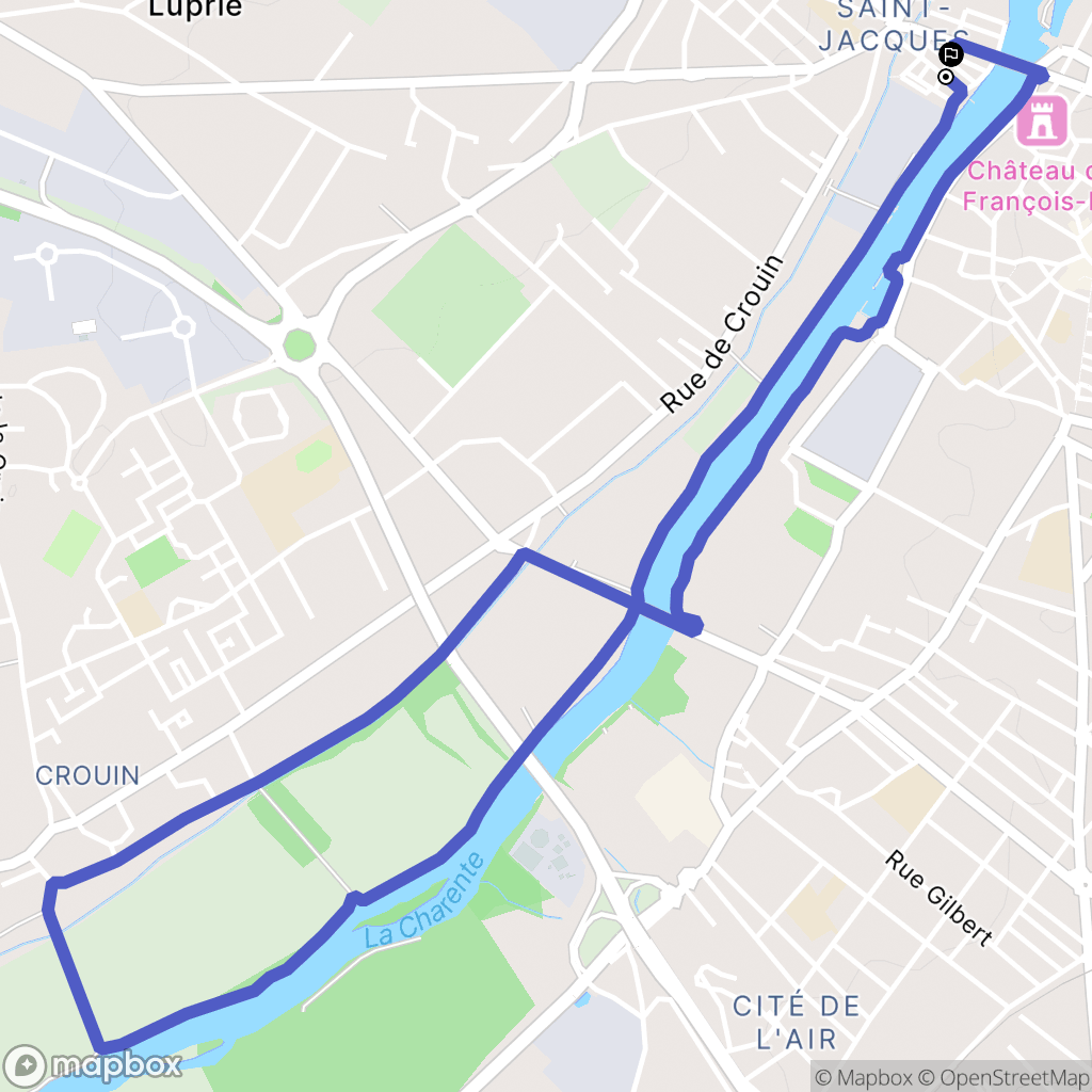 Cognac : carte du parcours de randonnée - France