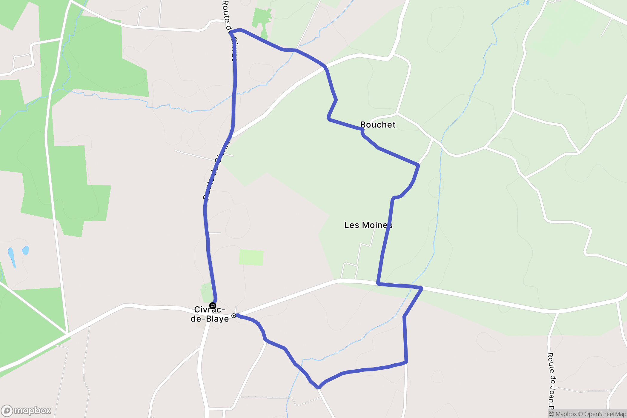 Civrac-de-Blaye : carte du parcours de randonnée - France