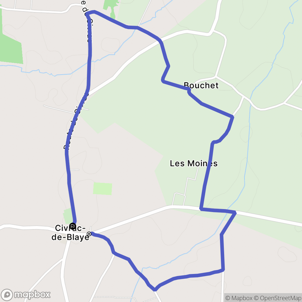 Civrac-de-Blaye : carte du parcours de randonnée - France