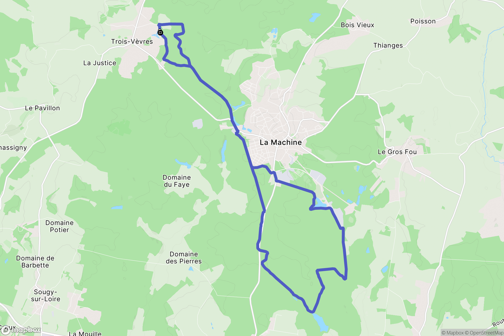 Trois-Vèvres : carte du parcours de randonnée - France