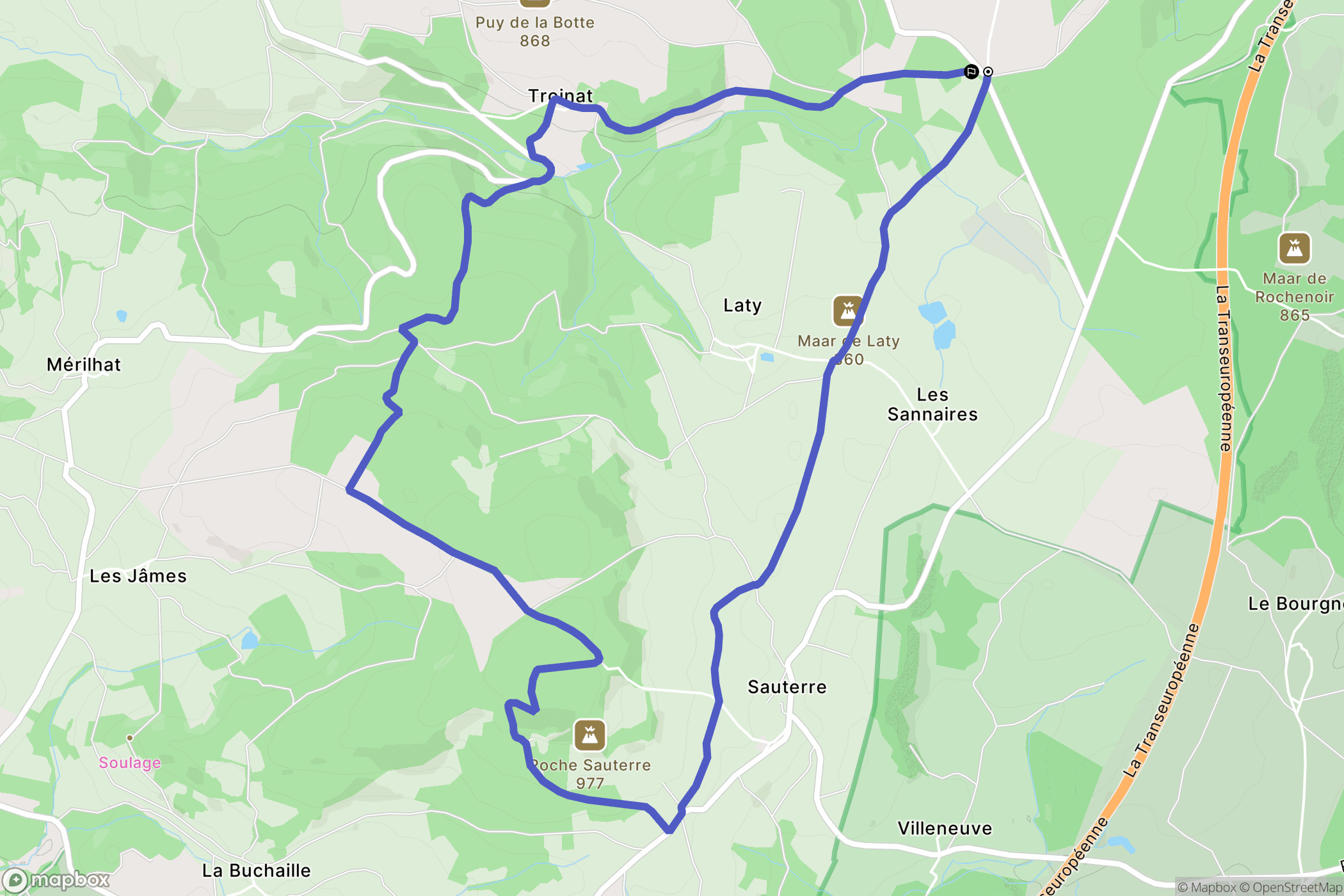 Manzat : carte du parcours de randonnée - France