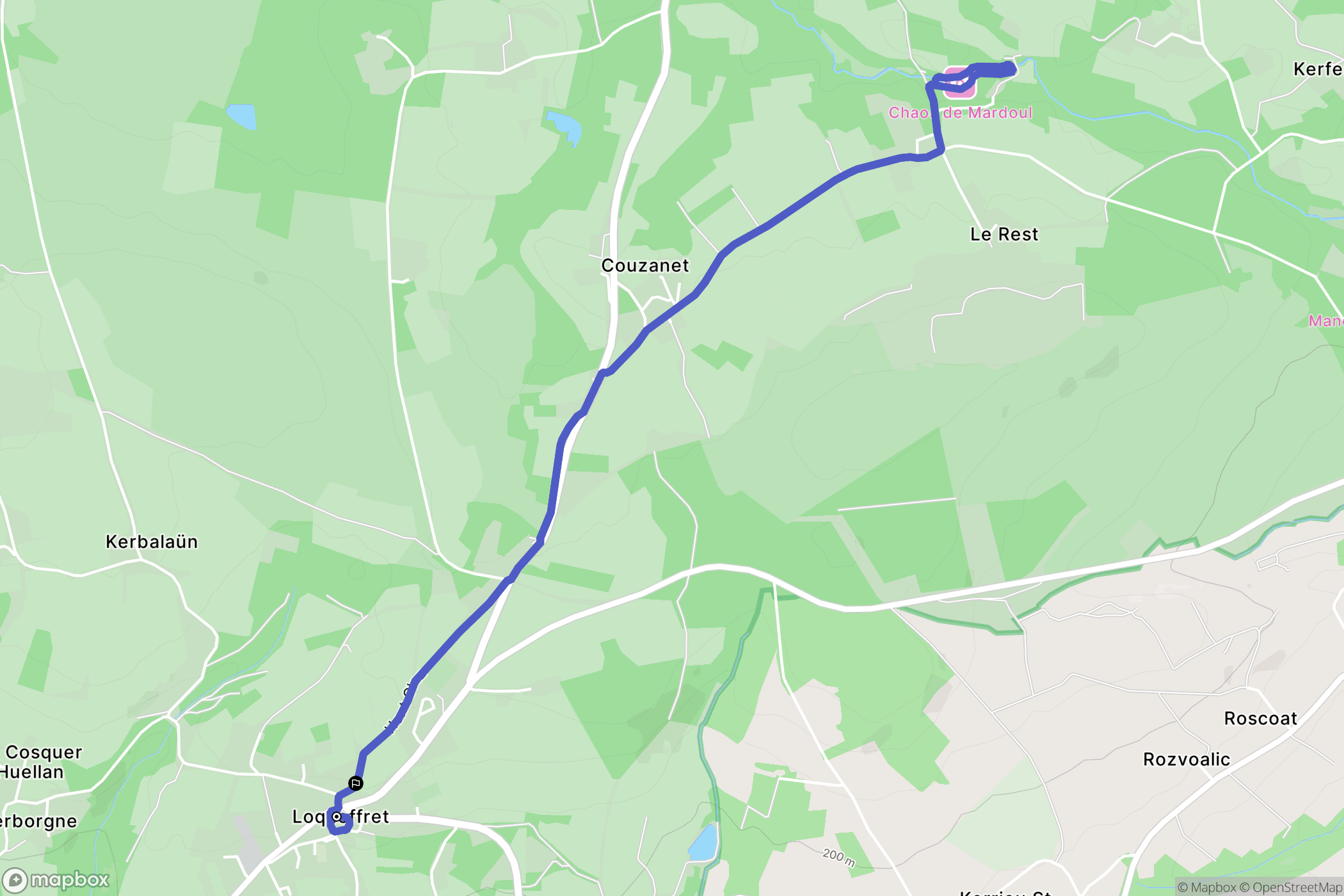 Loqueffret : carte du parcours de randonnée - France
