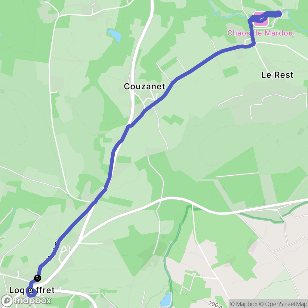 Loqueffret : carte du parcours de randonnée - France