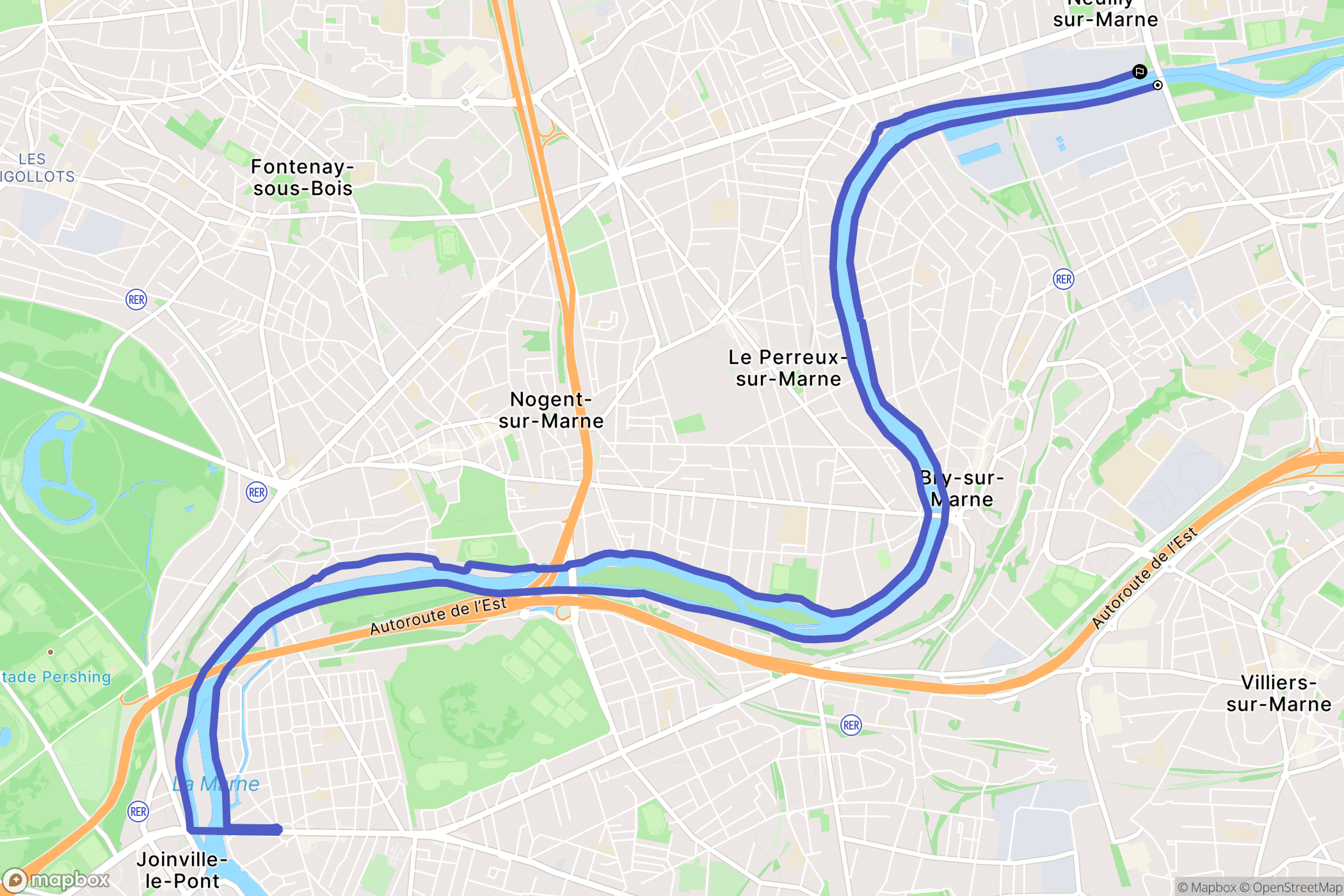 Neuilly-sur-Marne : carte du parcours de randonnée - France
