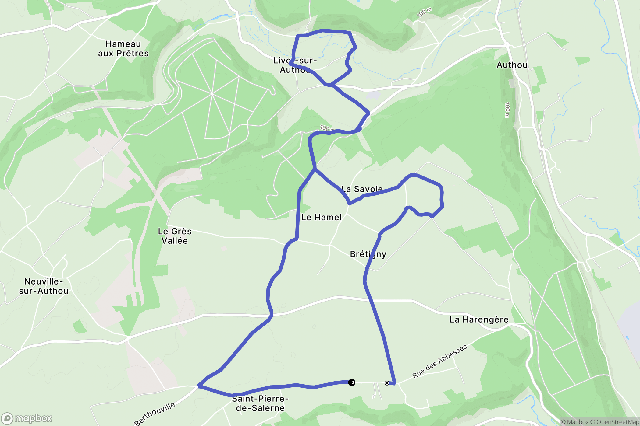 Saint-Pierre-de-Salerne : carte du parcours de randonnée - France