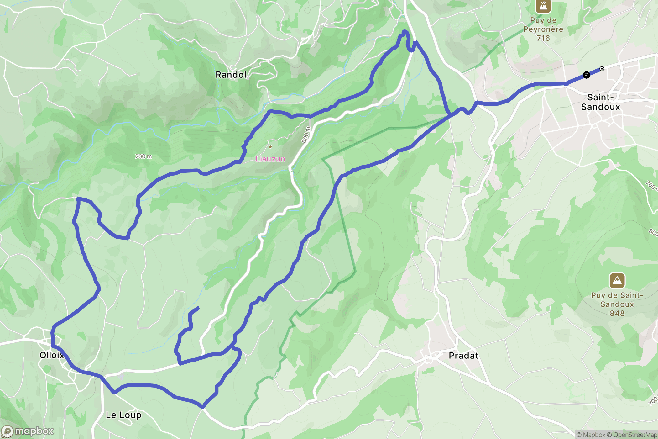 Saint-Sandoux : carte du parcours de randonnée - France