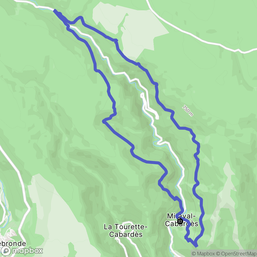 Miraval-Cabardès : carte du parcours de randonnée - France