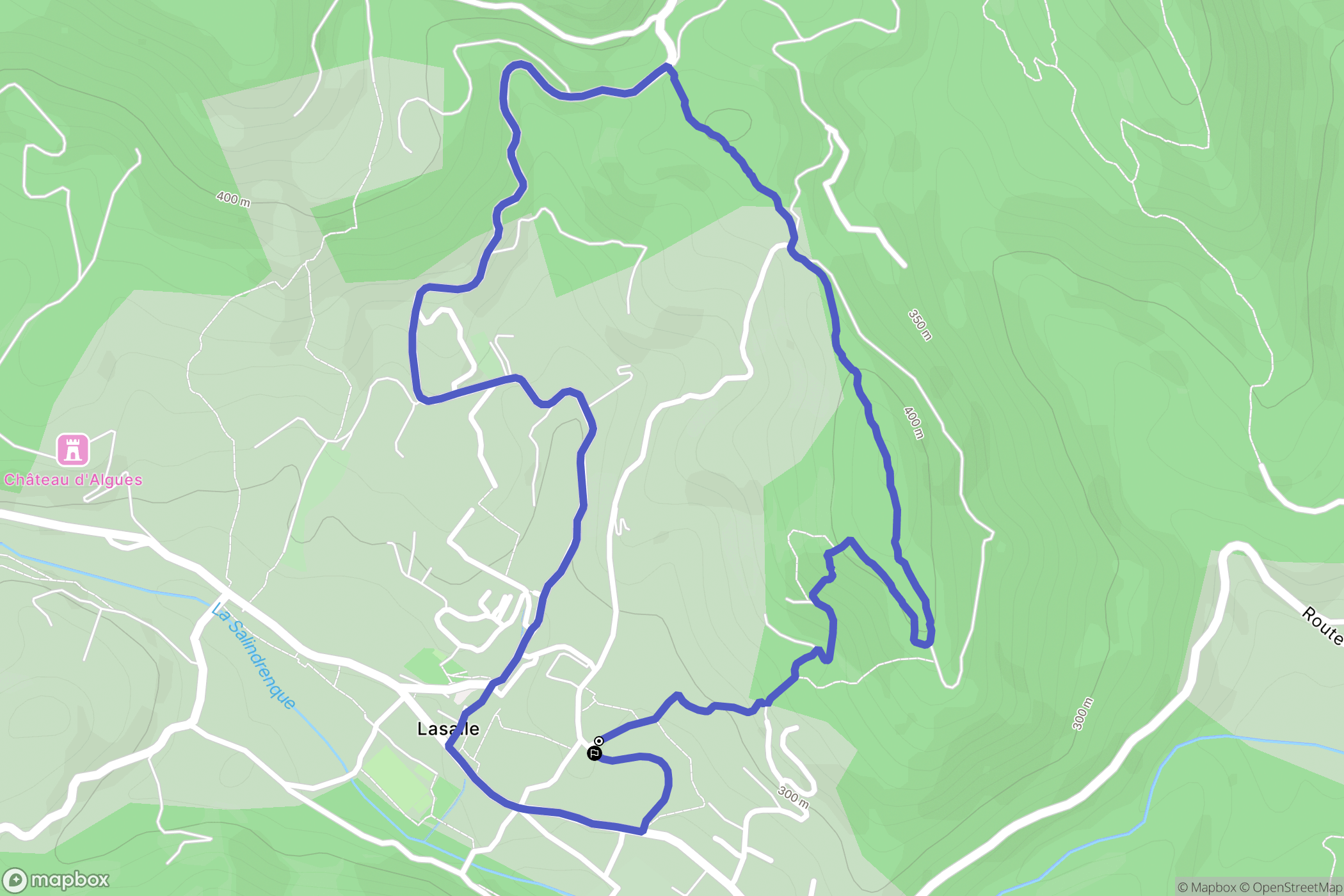 Lasalle : carte du parcours de randonnée - France