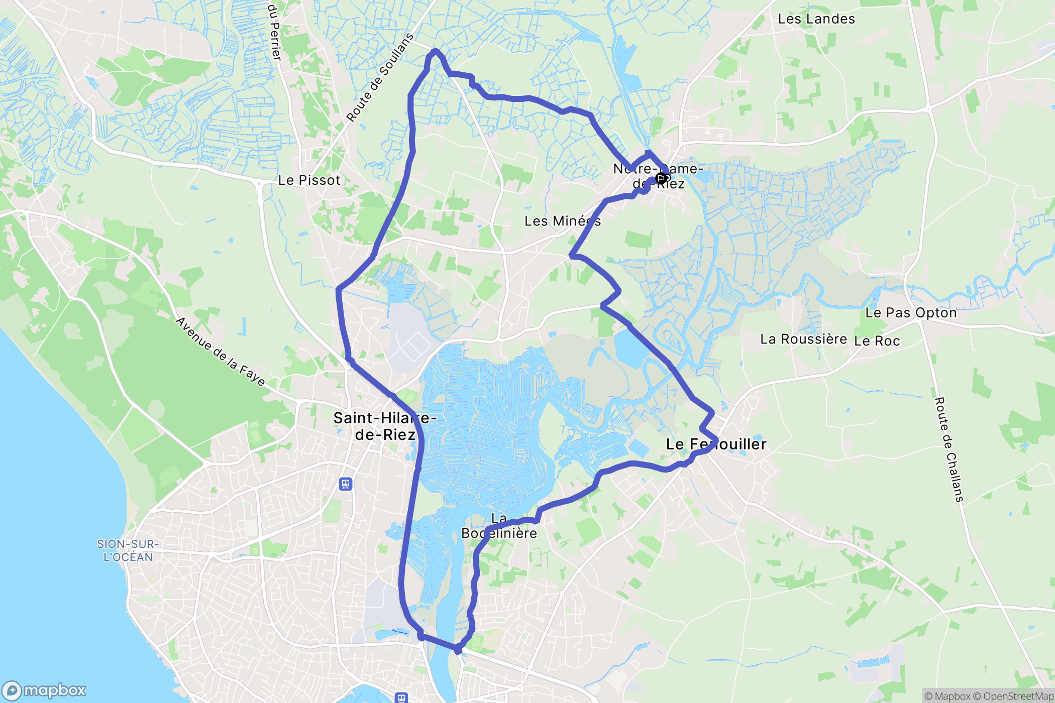 Notre-Dame-de-Riez : carte du parcours de randonnée - France