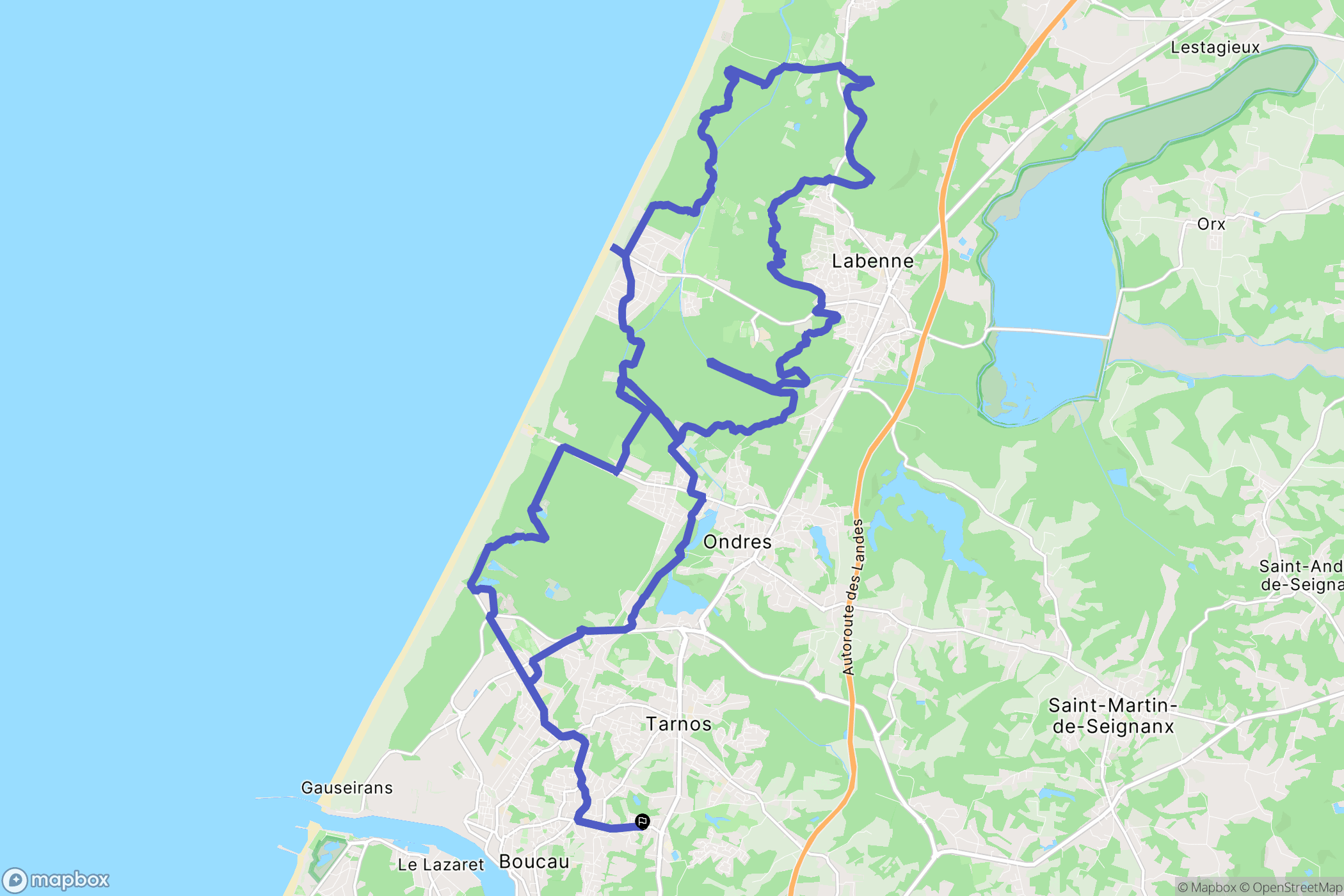 Boucau : carte du parcours de randonnée - France