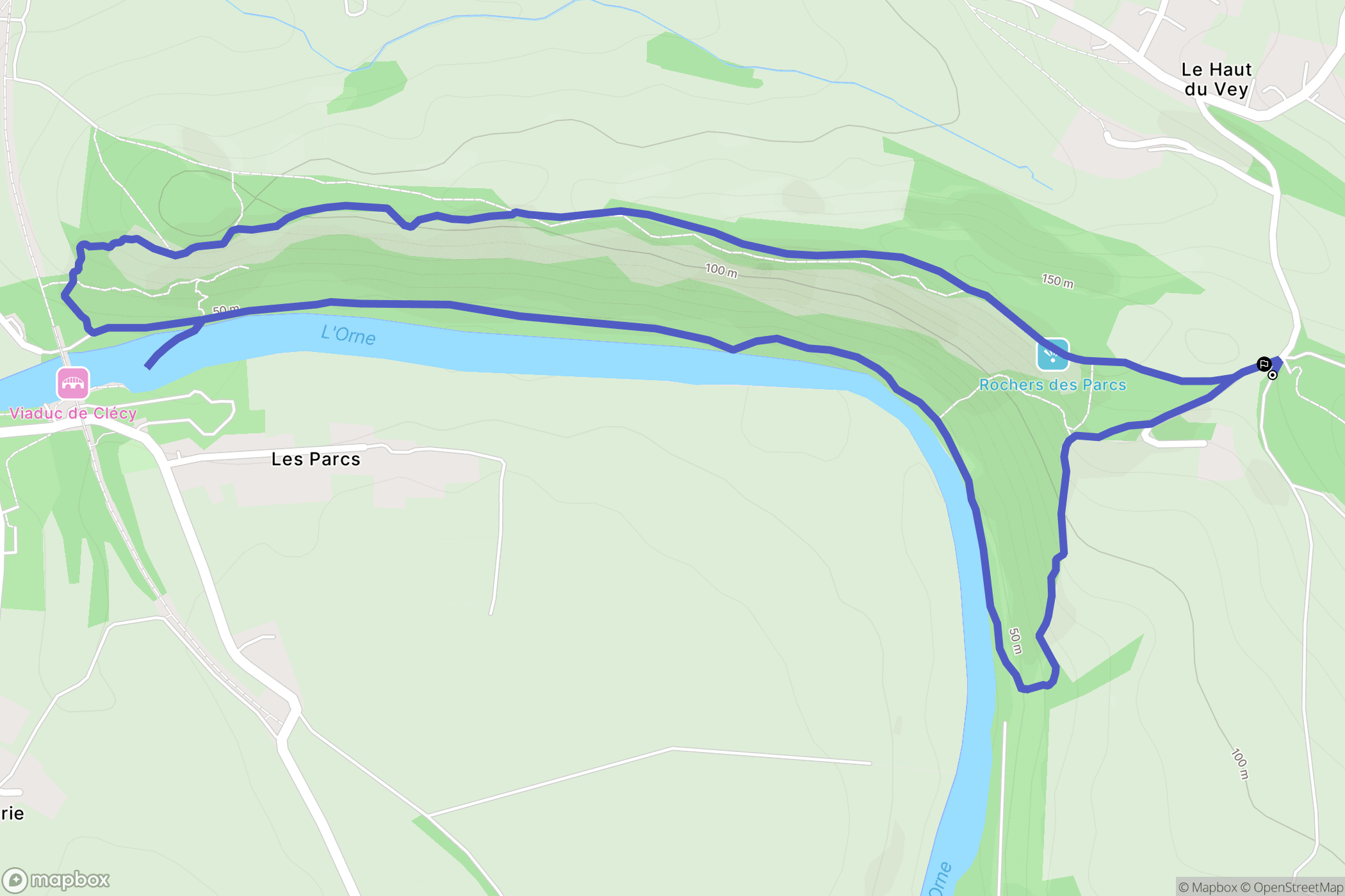 Le Vey : carte du parcours de randonnée - France
