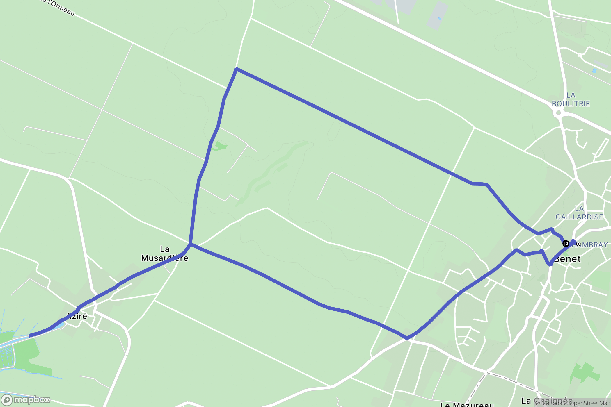 Benet : carte du parcours de randonnée - France