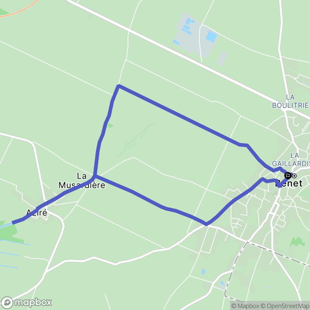 Benet : carte du parcours de randonnée - France