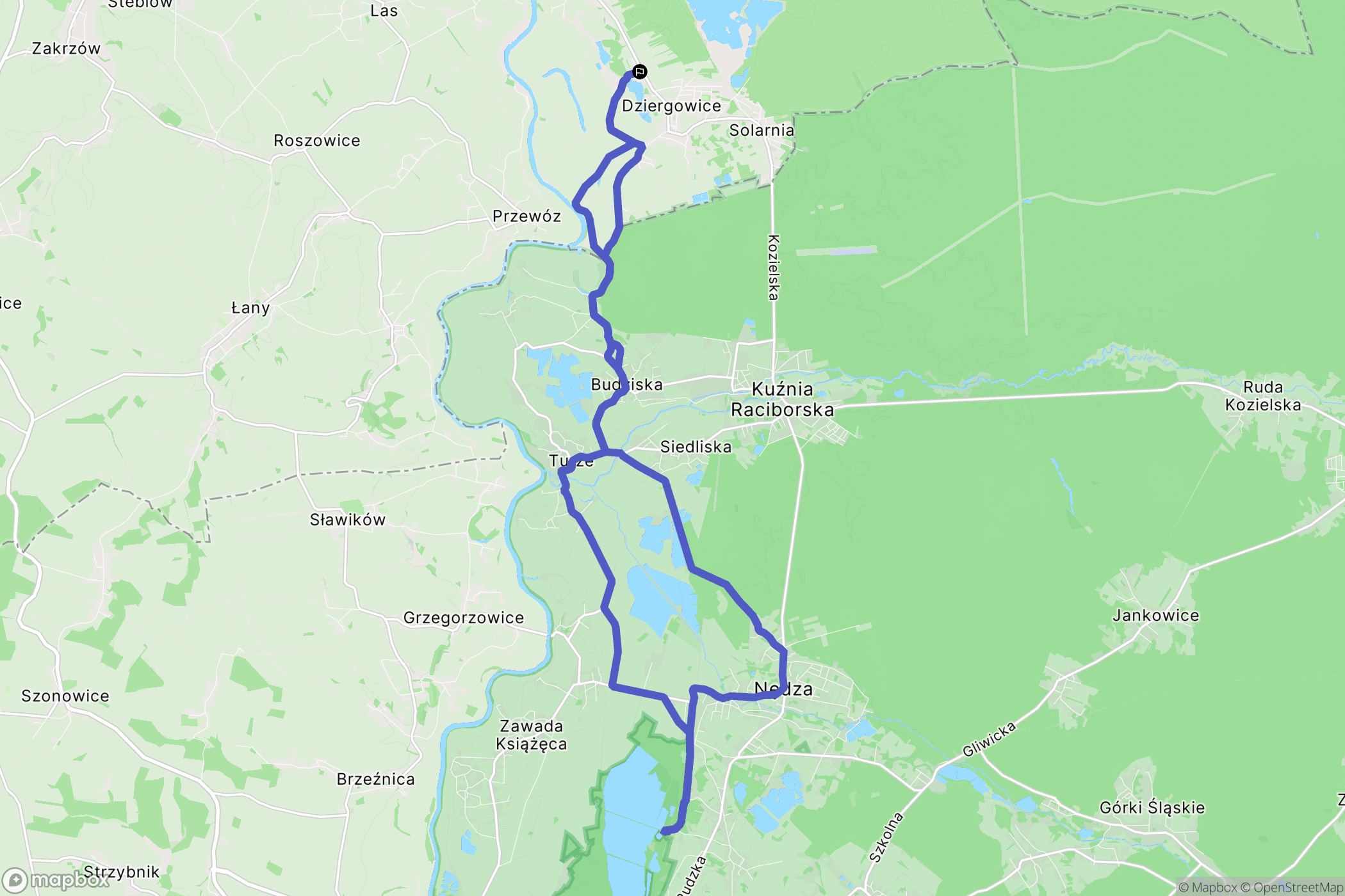 Dziergowice: mapa trasy - Poland