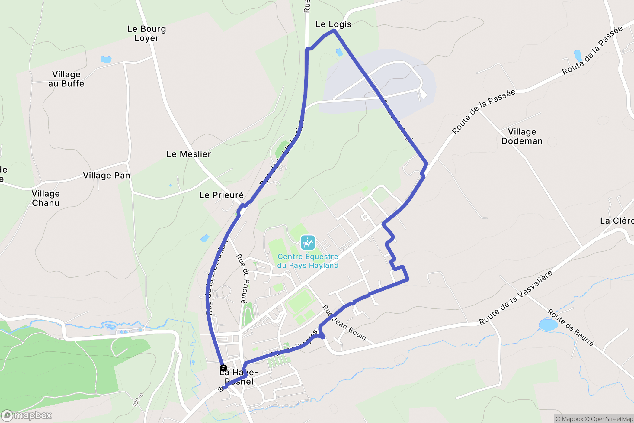 La Haye-Pesnel : carte du parcours de randonnée - France