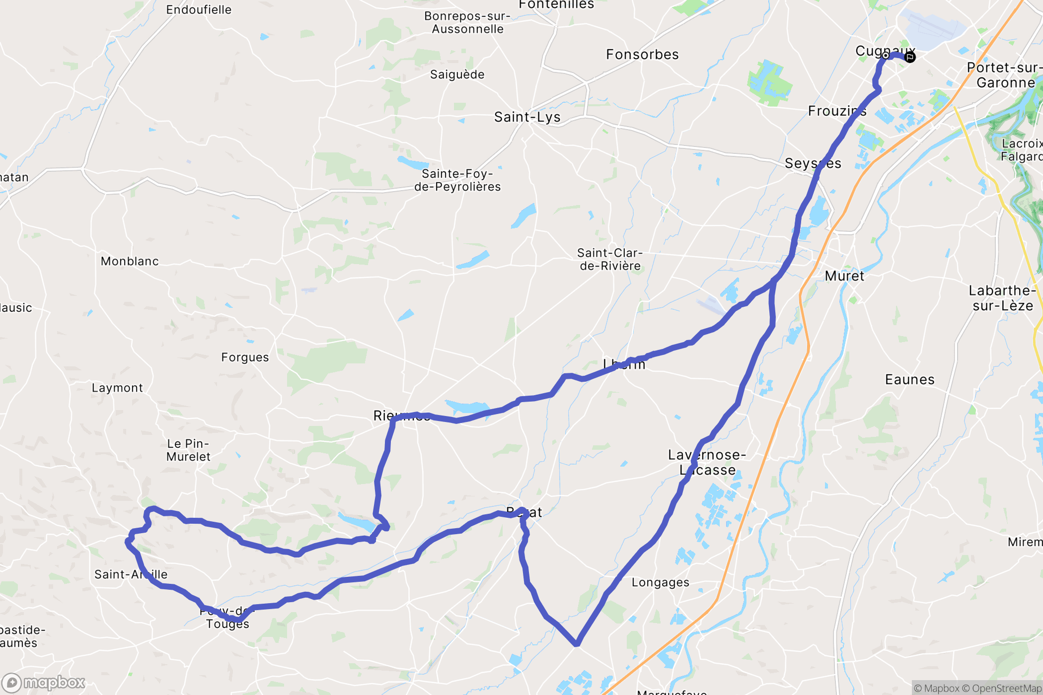 Cugnaux : carte du parcours de randonnée - France