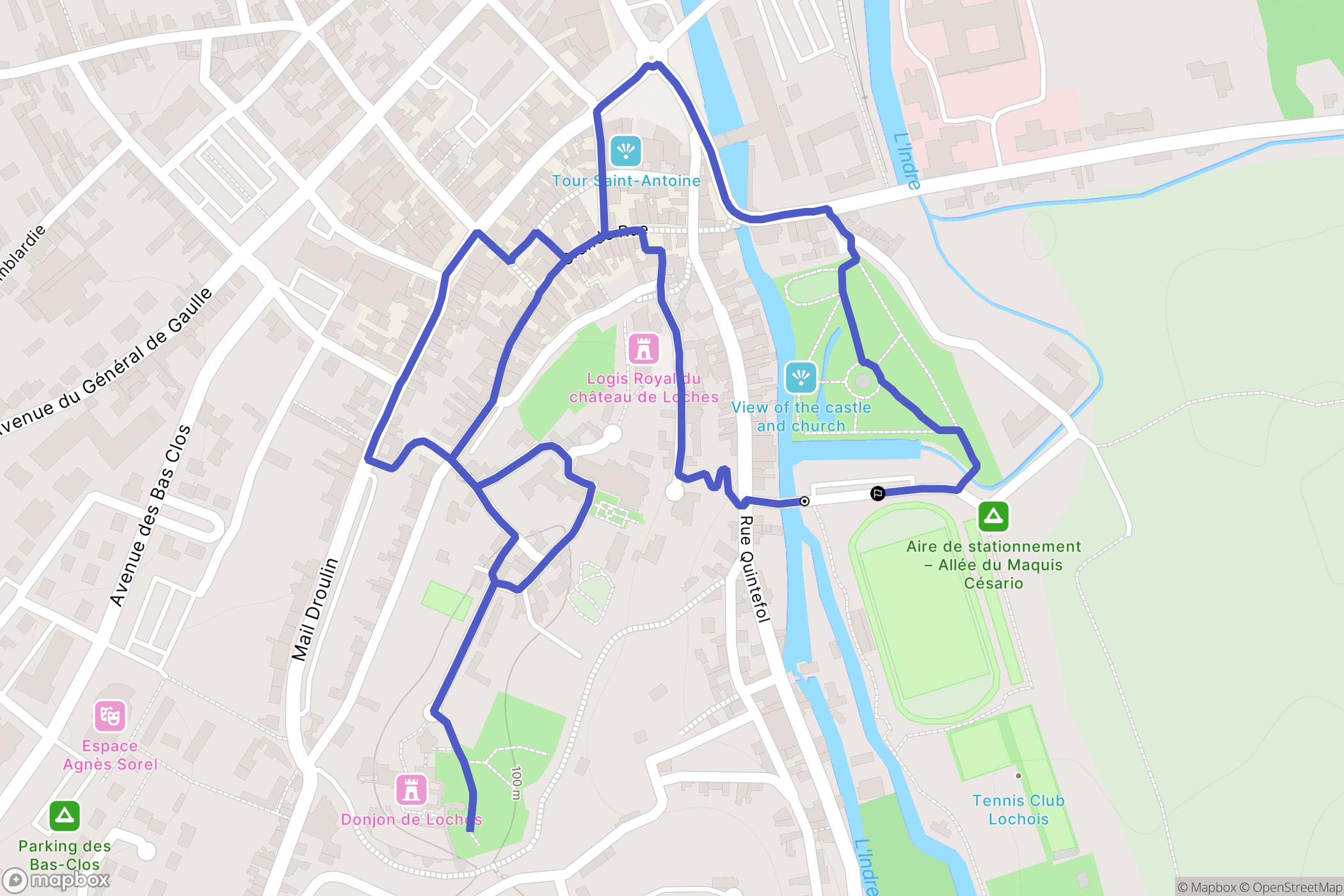 Loches : carte du parcours de randonnée - France