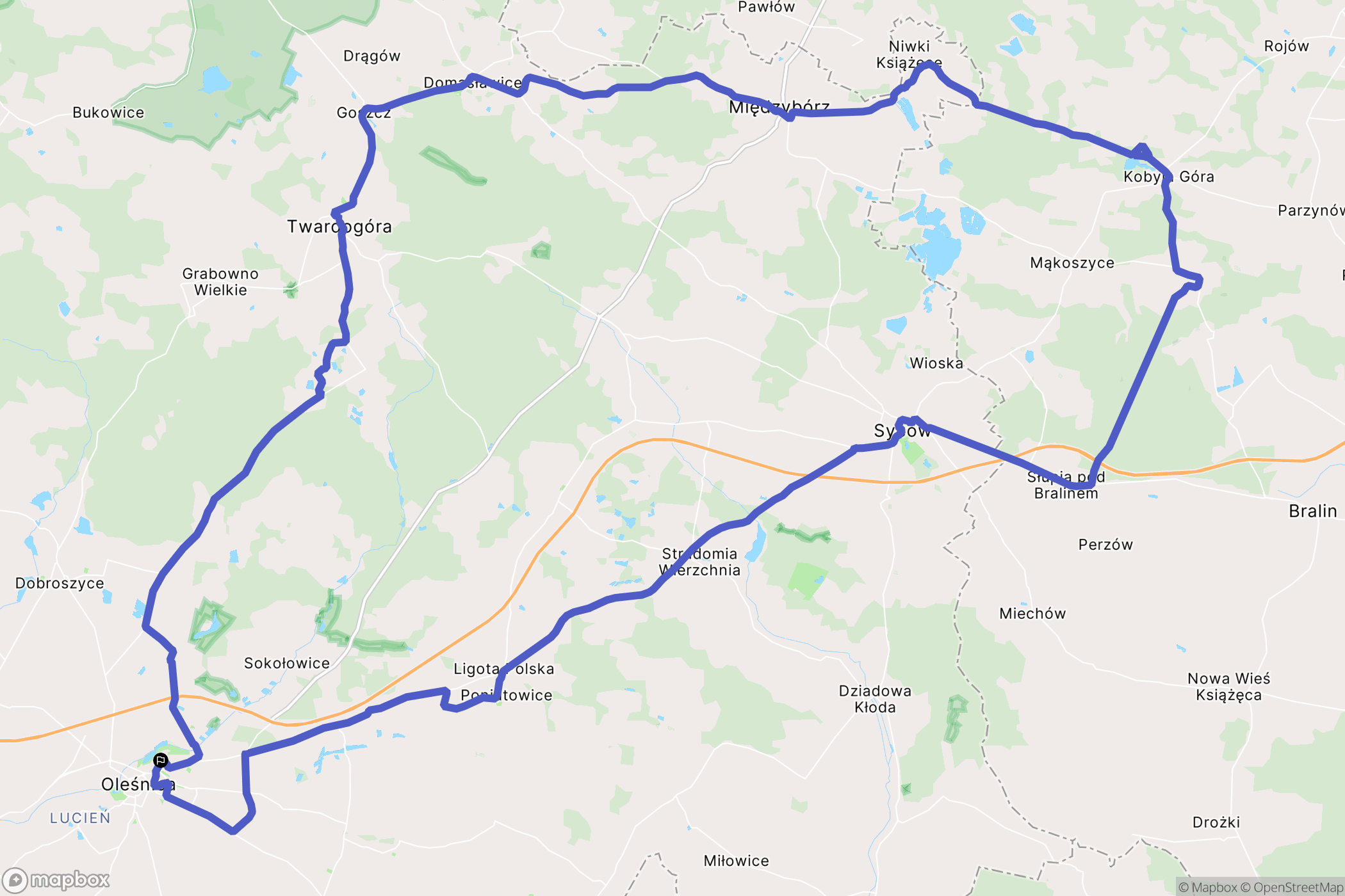 Oleśnica: mapa trasy - Poland