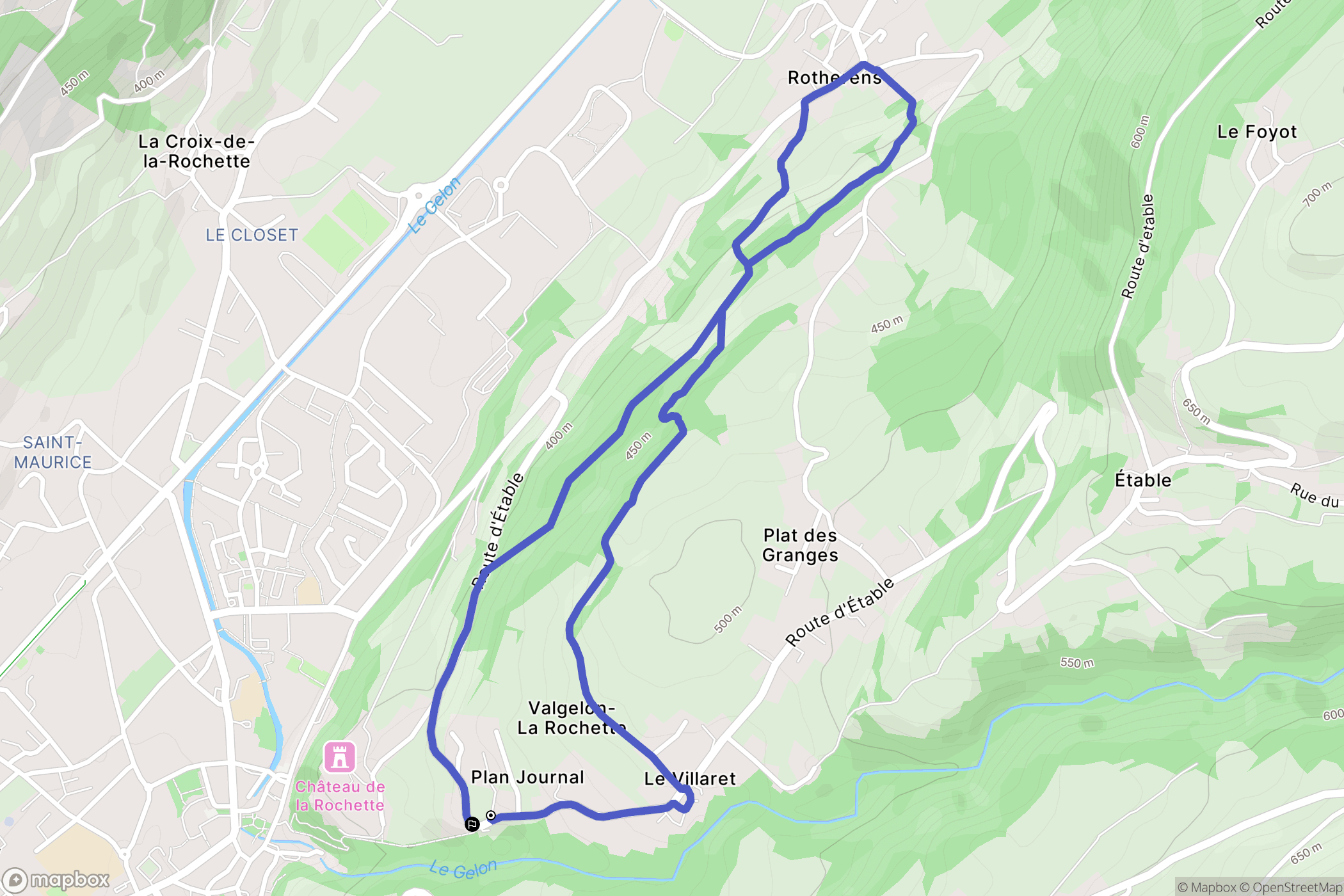 Valgelon-La Rochette : carte du parcours de randonnée - France