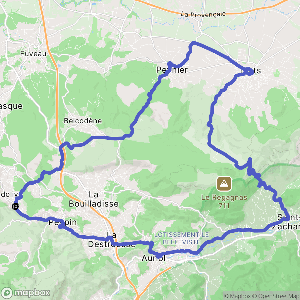 Peypin : carte du parcours de randonnée - France