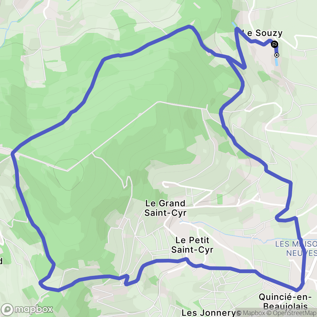 Quincié-en-Beaujolais : carte du parcours de randonnée - France