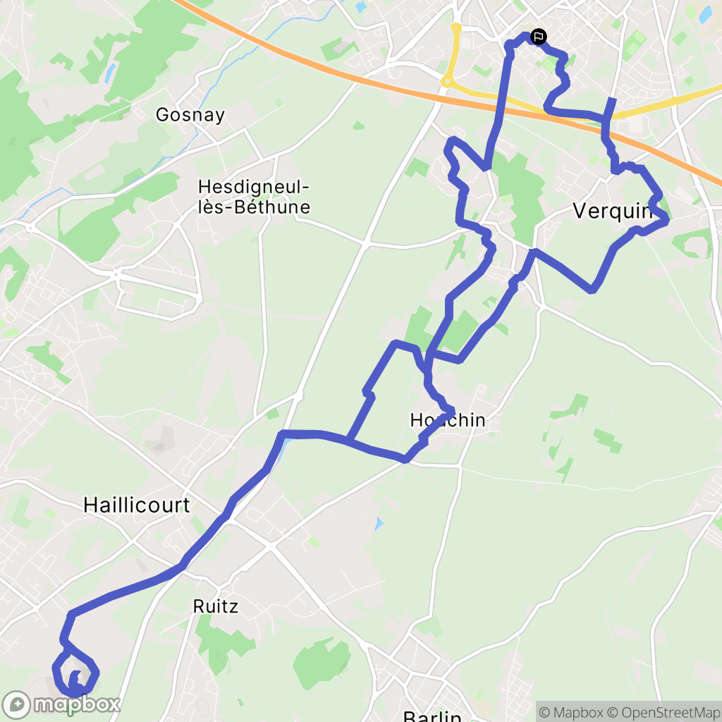 Béthune : carte du parcours de randonnée - France