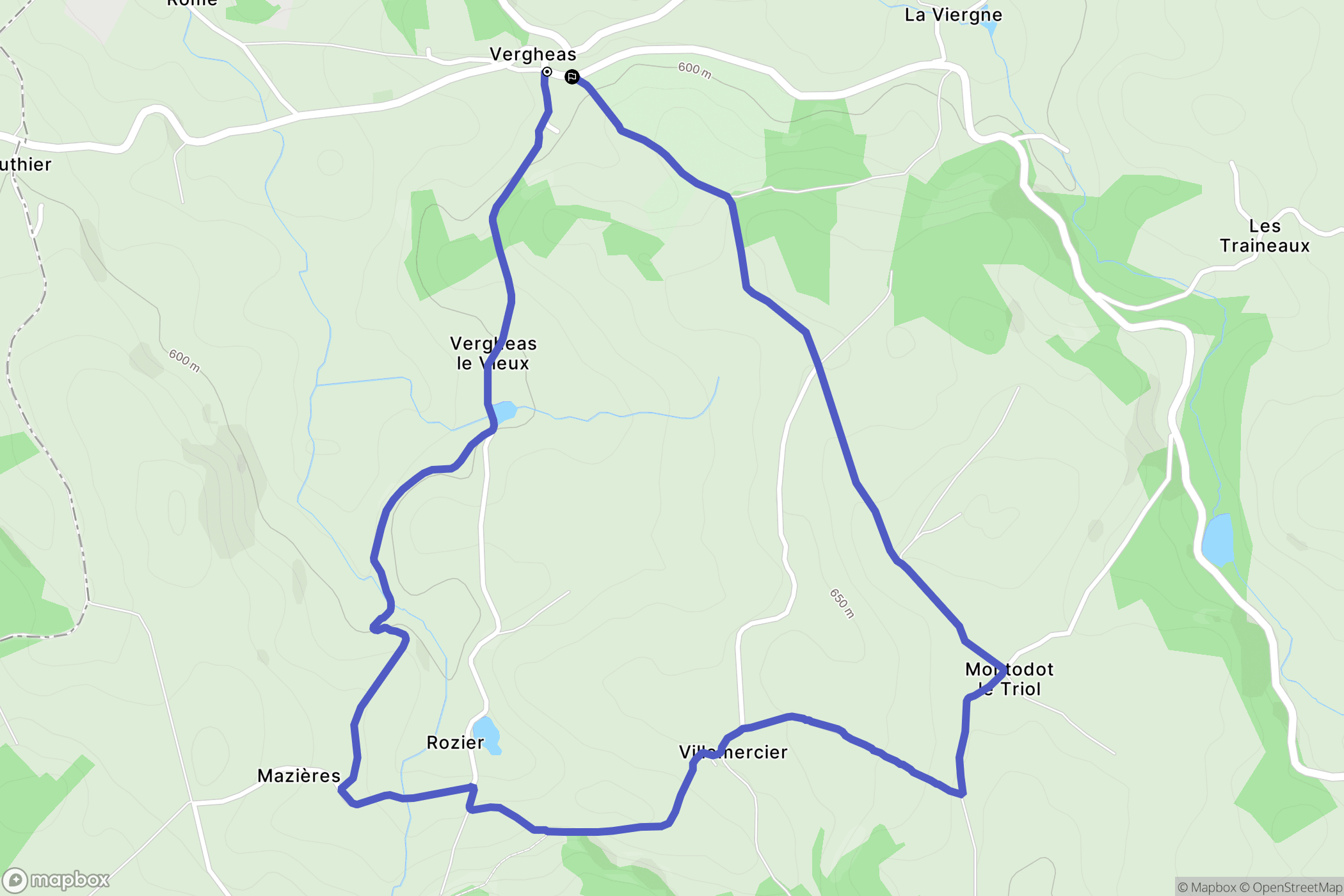 Vergheas : carte du parcours de randonnée - France