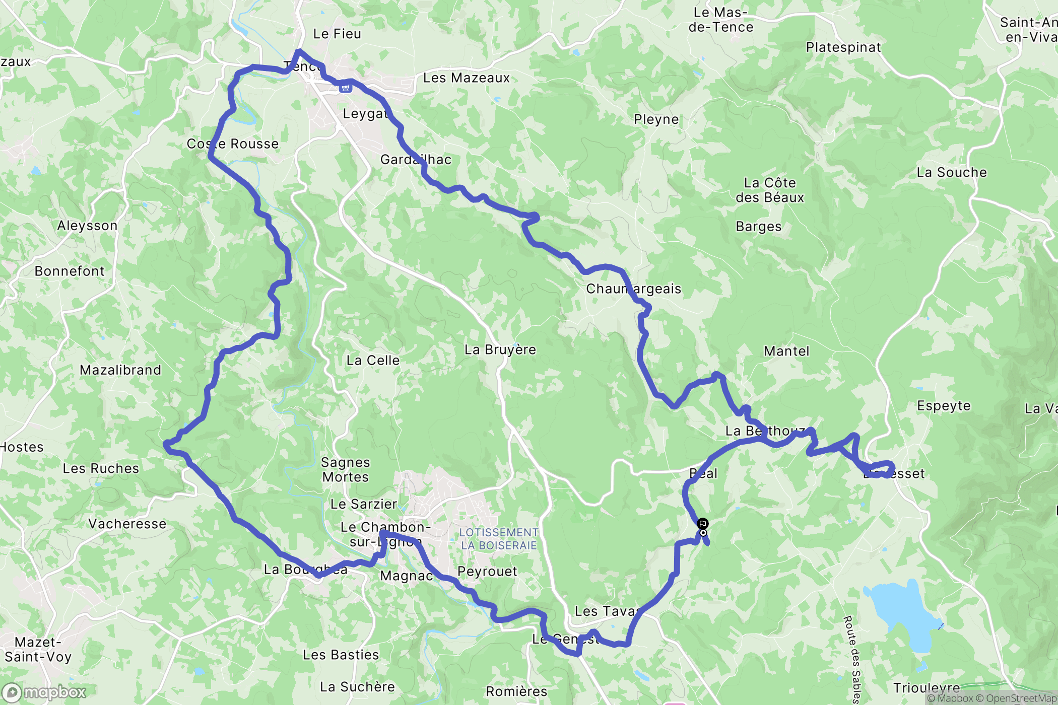 Devesset : carte du parcours de randonnée - France
