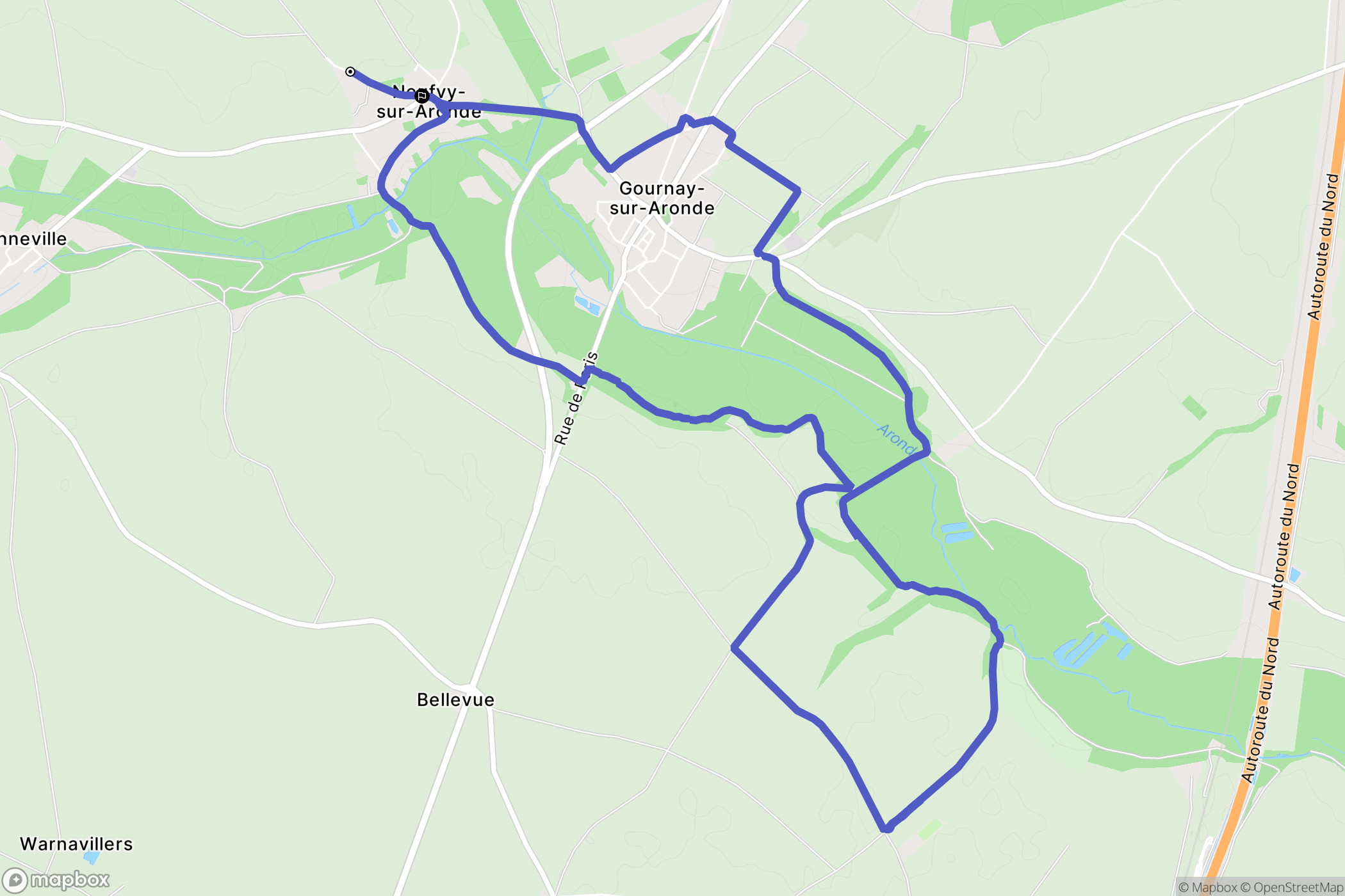 Neufvy-sur-Aronde : carte du parcours de randonnée - France