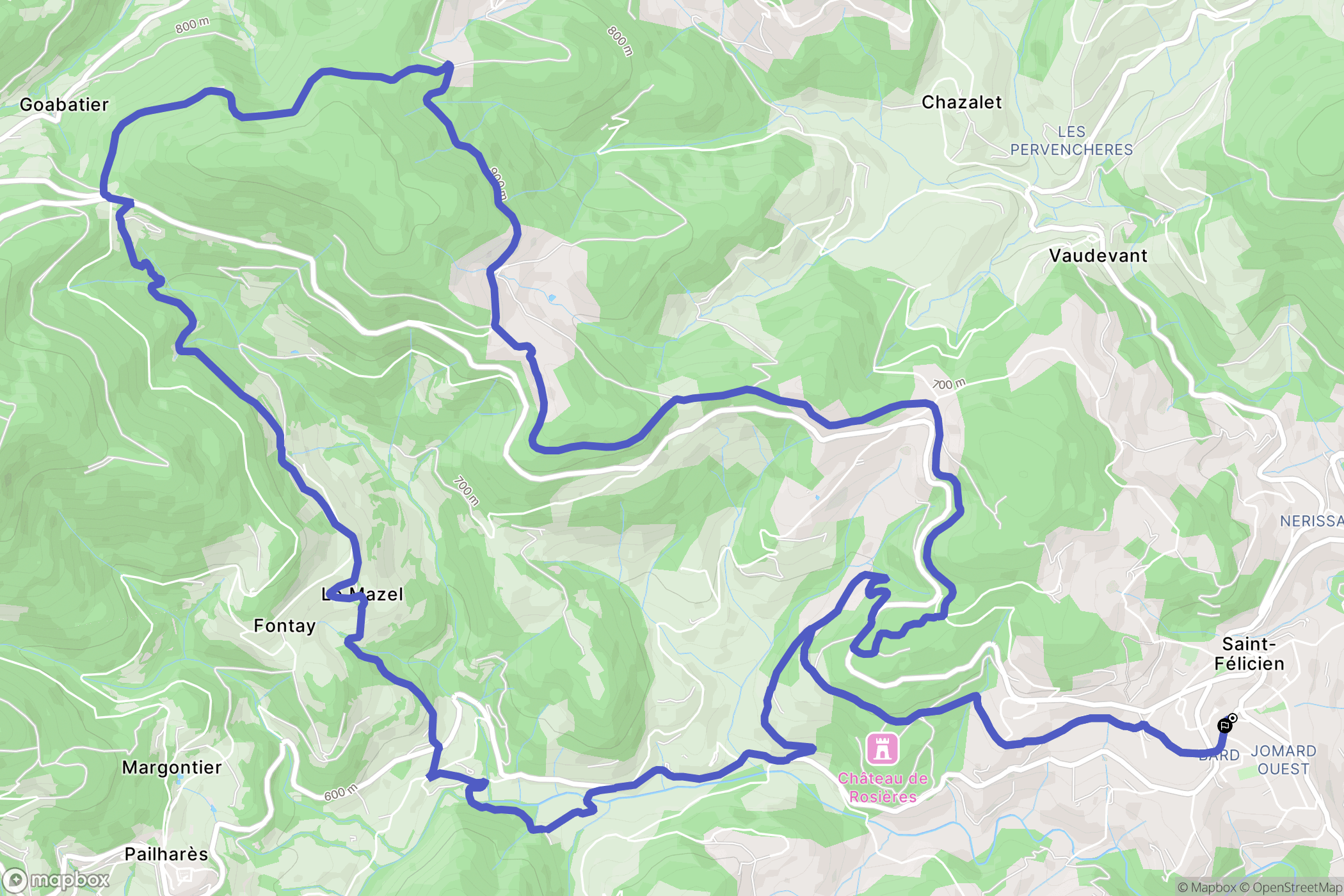 Saint-Félicien : carte du parcours de randonnée - France