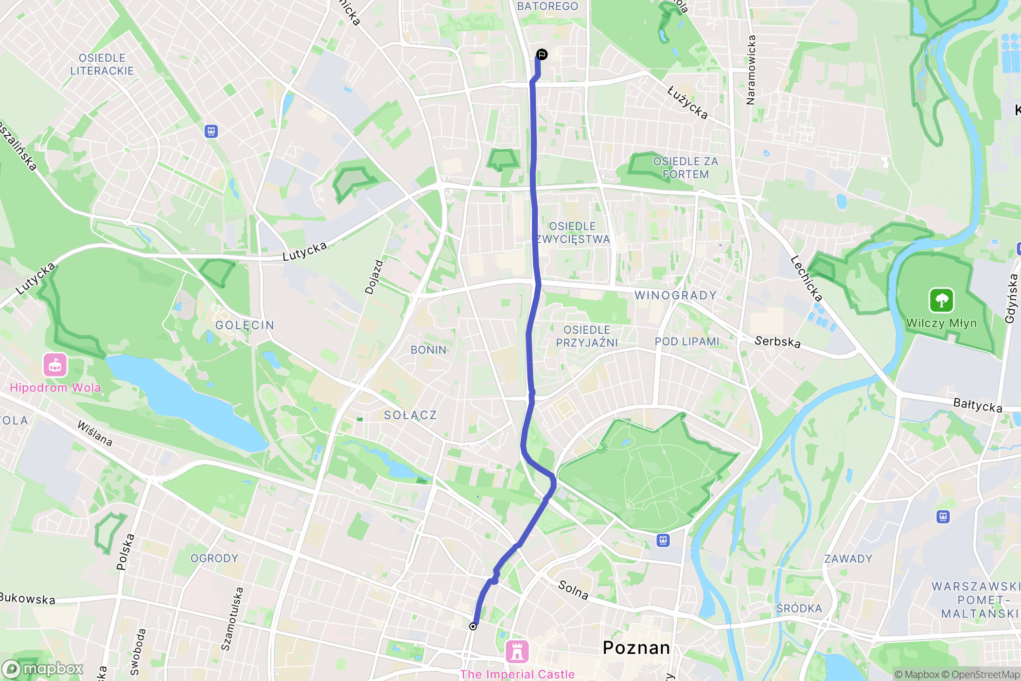 Poznań: mapa trasy - Poland