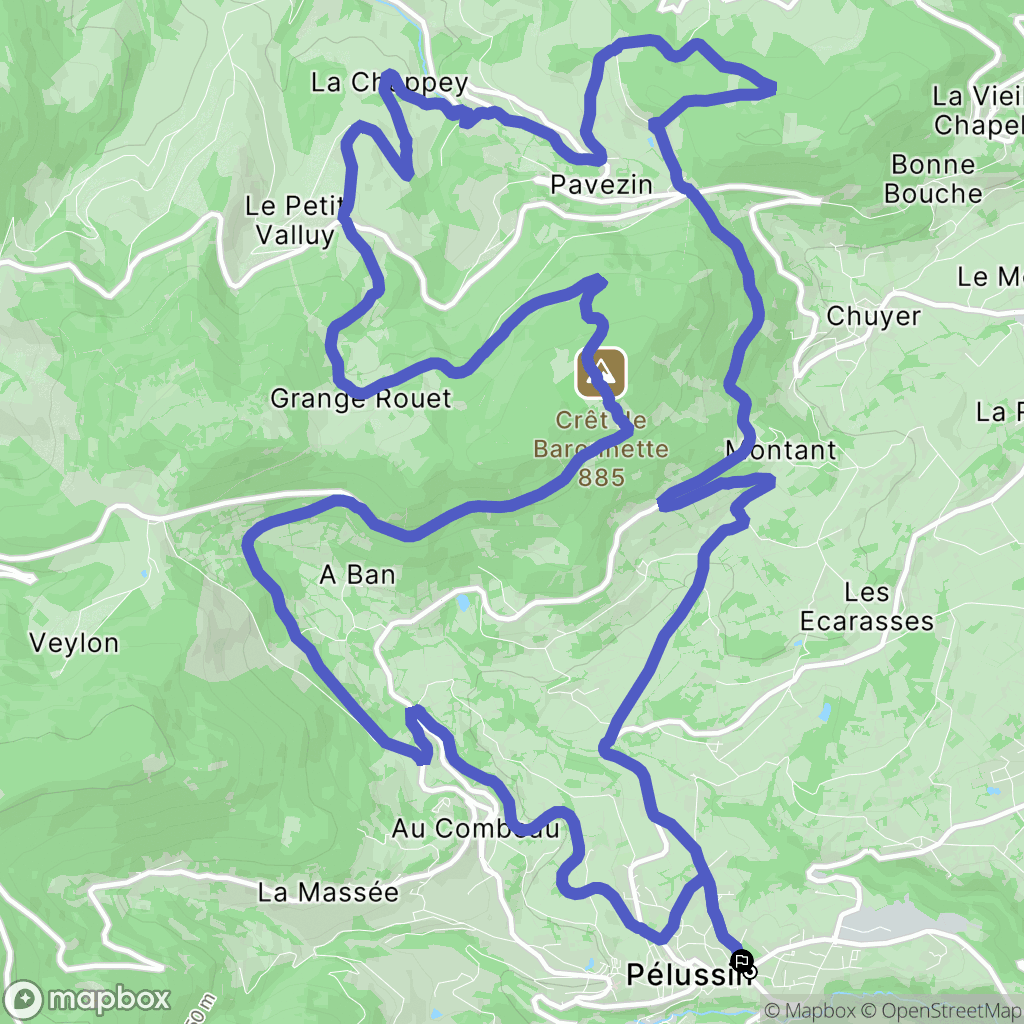 Pélussin : carte du parcours de randonnée - France