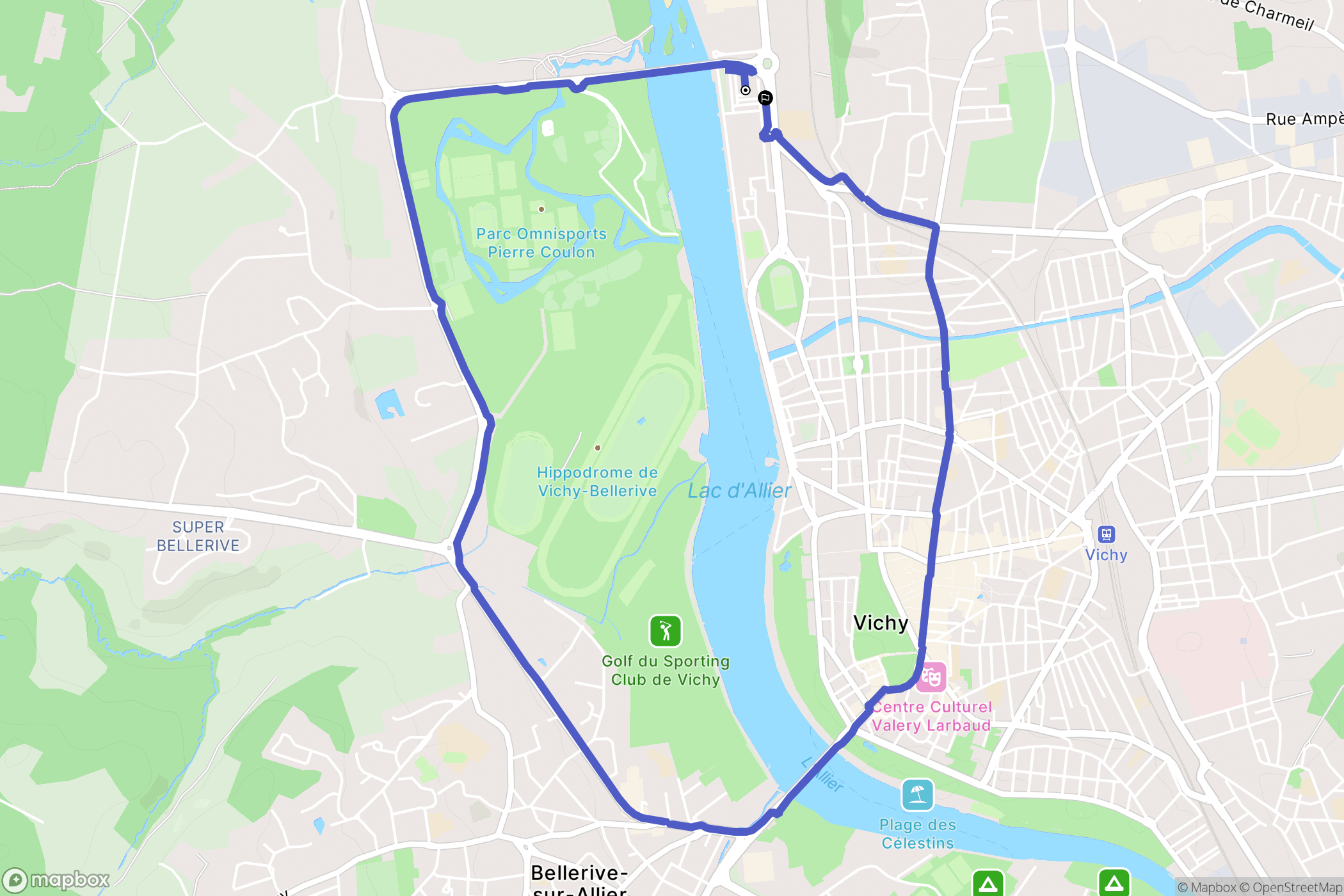 Vichy : carte du parcours de randonnée - France