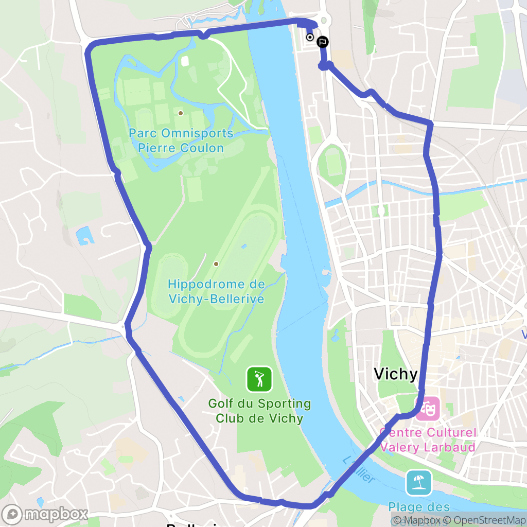 Vichy : carte du parcours de randonnée - France