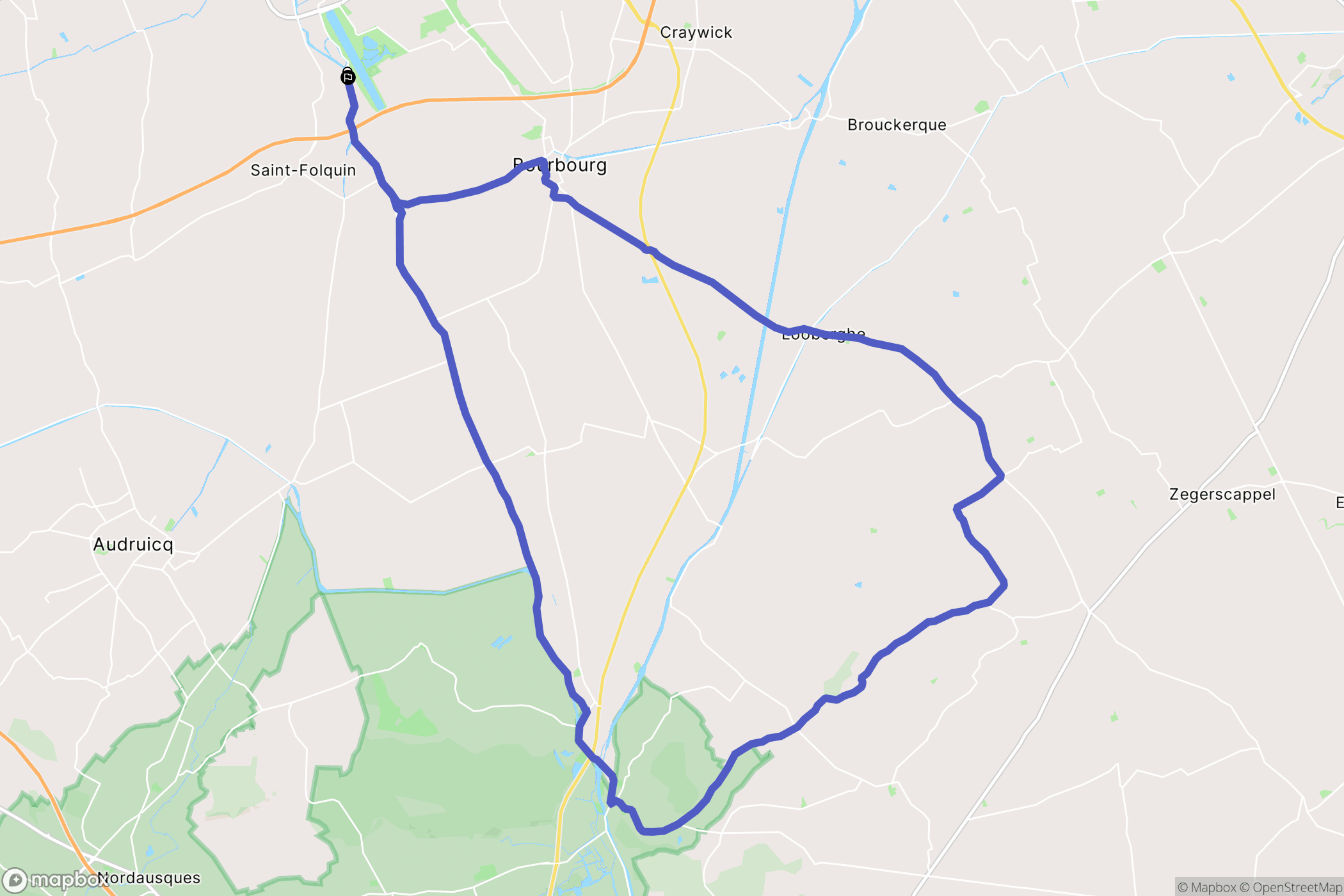 Saint-Georges-sur-l'Aa : carte du parcours de randonnée - France