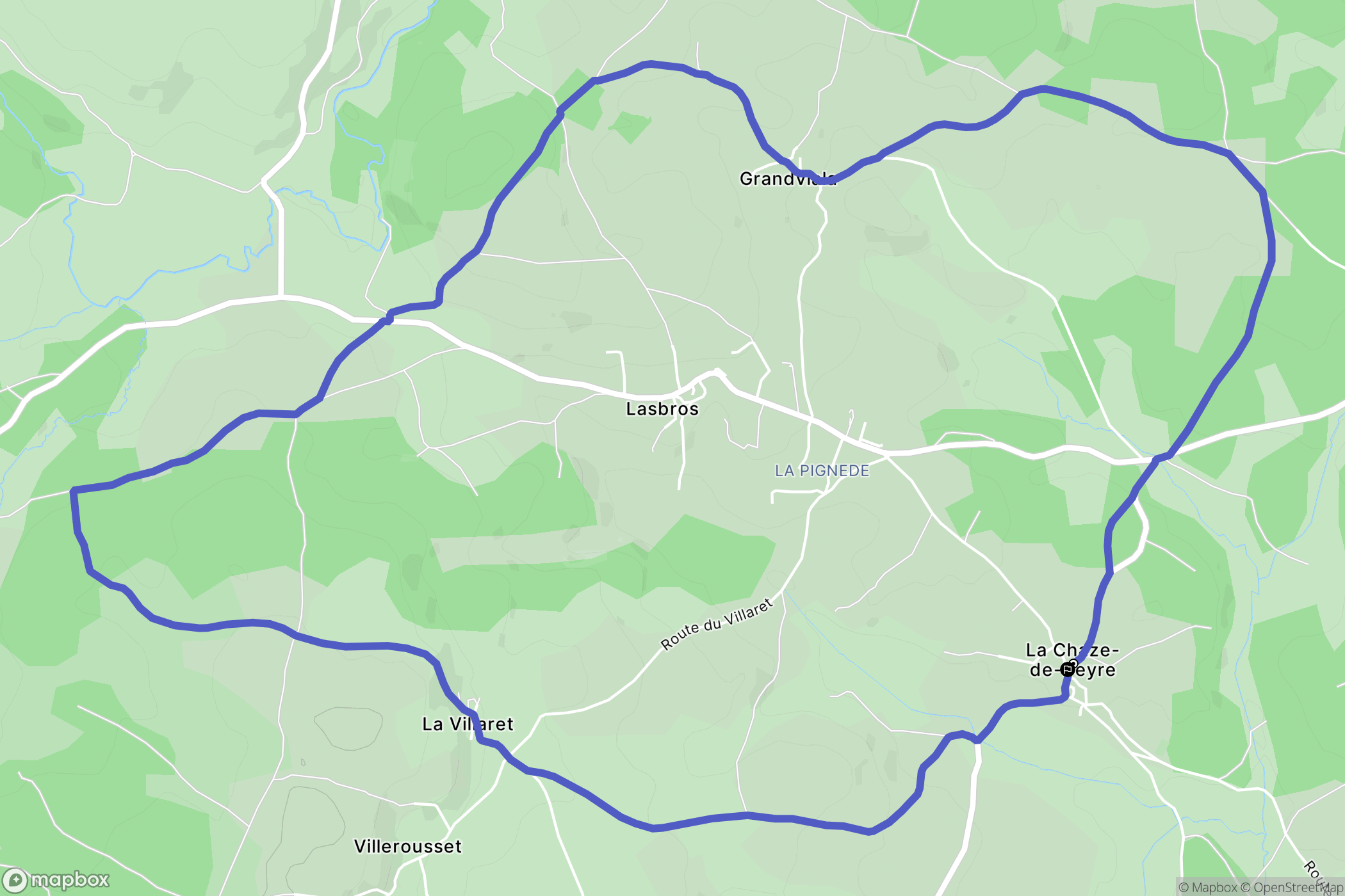 Peyre en Aubrac : carte du parcours de randonnée - France