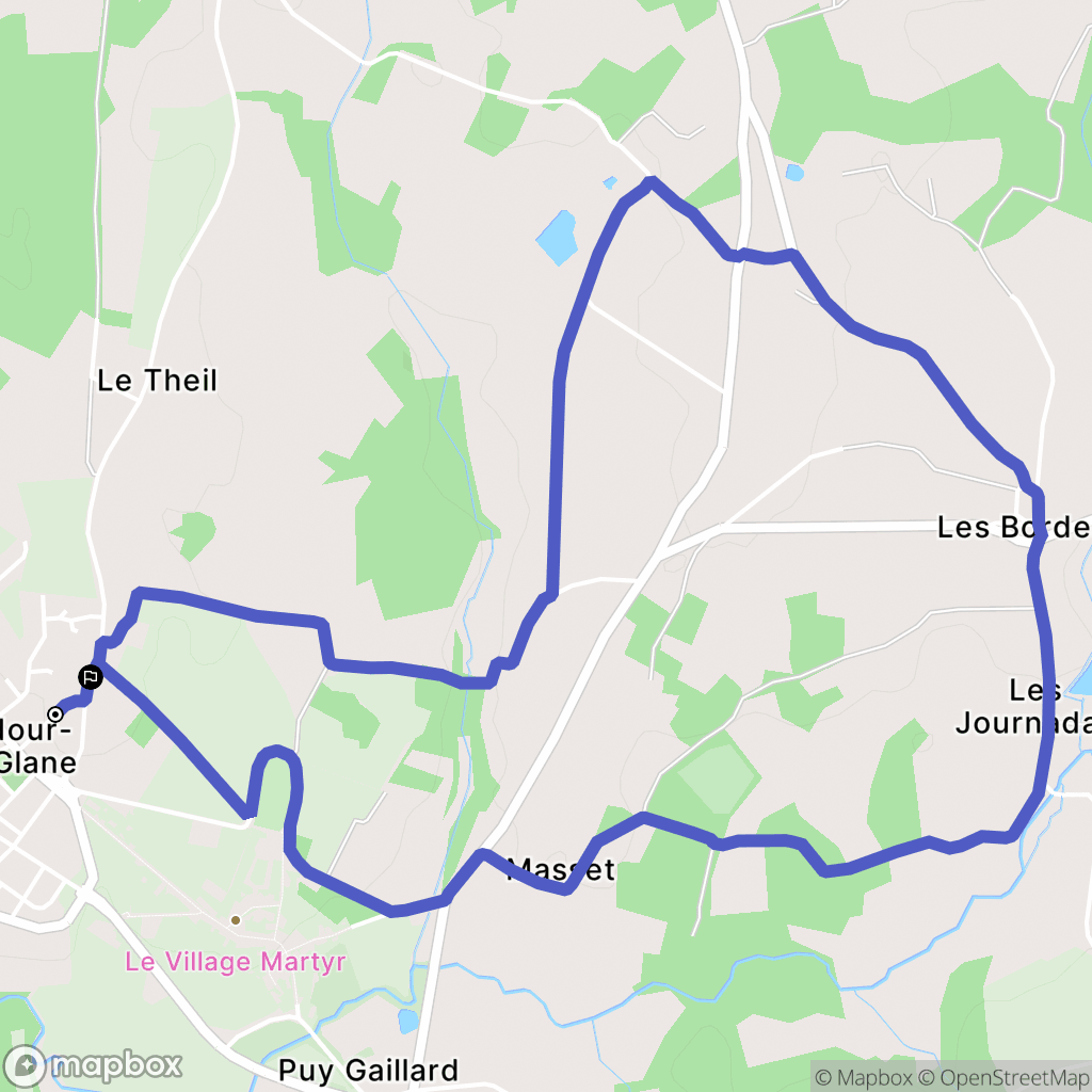Oradour-sur-Glane : carte du parcours de randonnée - France