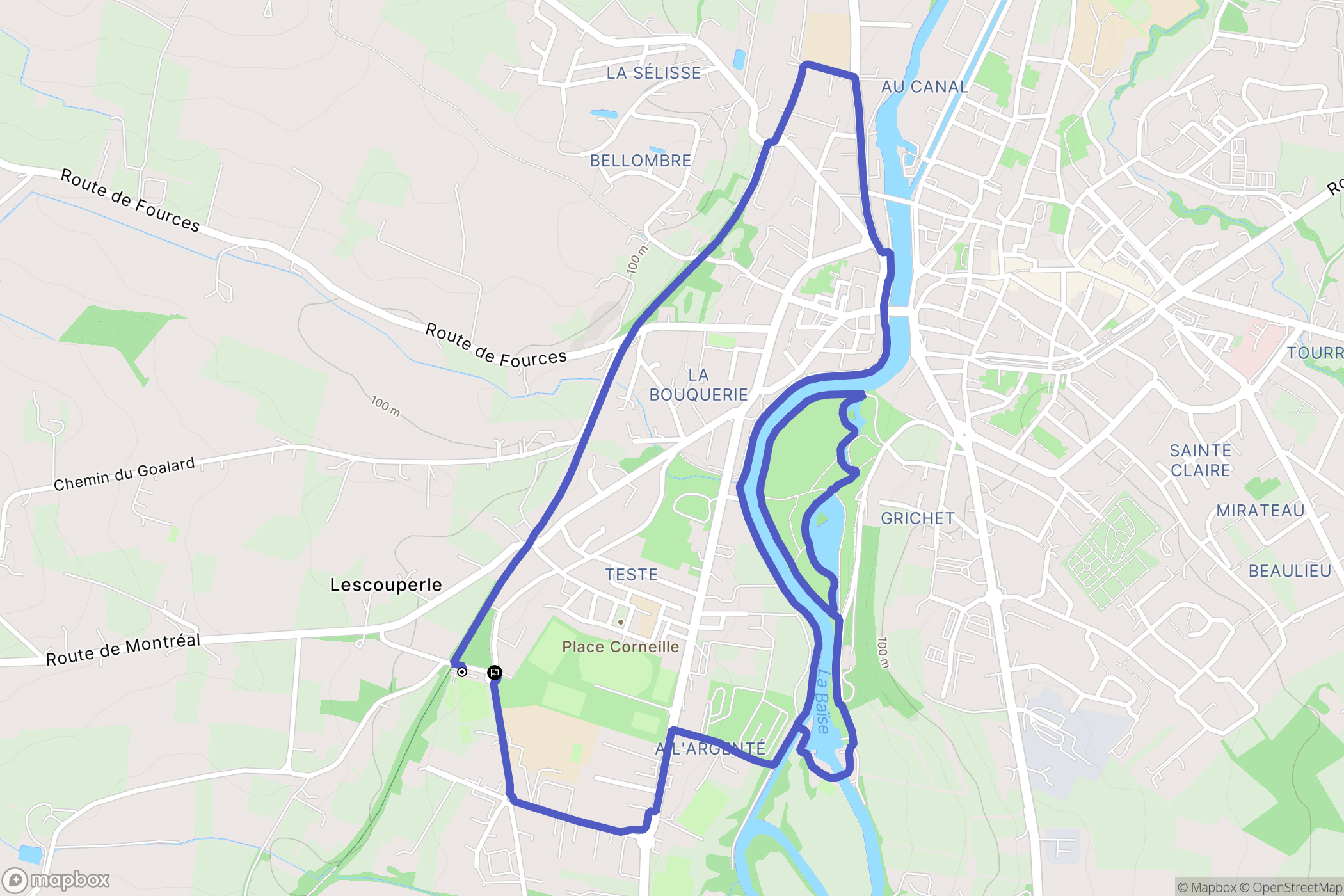 Condom : carte du parcours de randonnée - France
