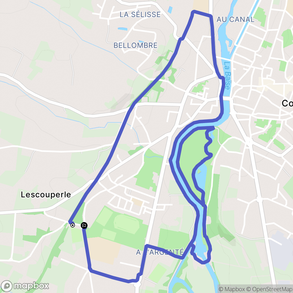 Condom : carte du parcours de randonnée - France