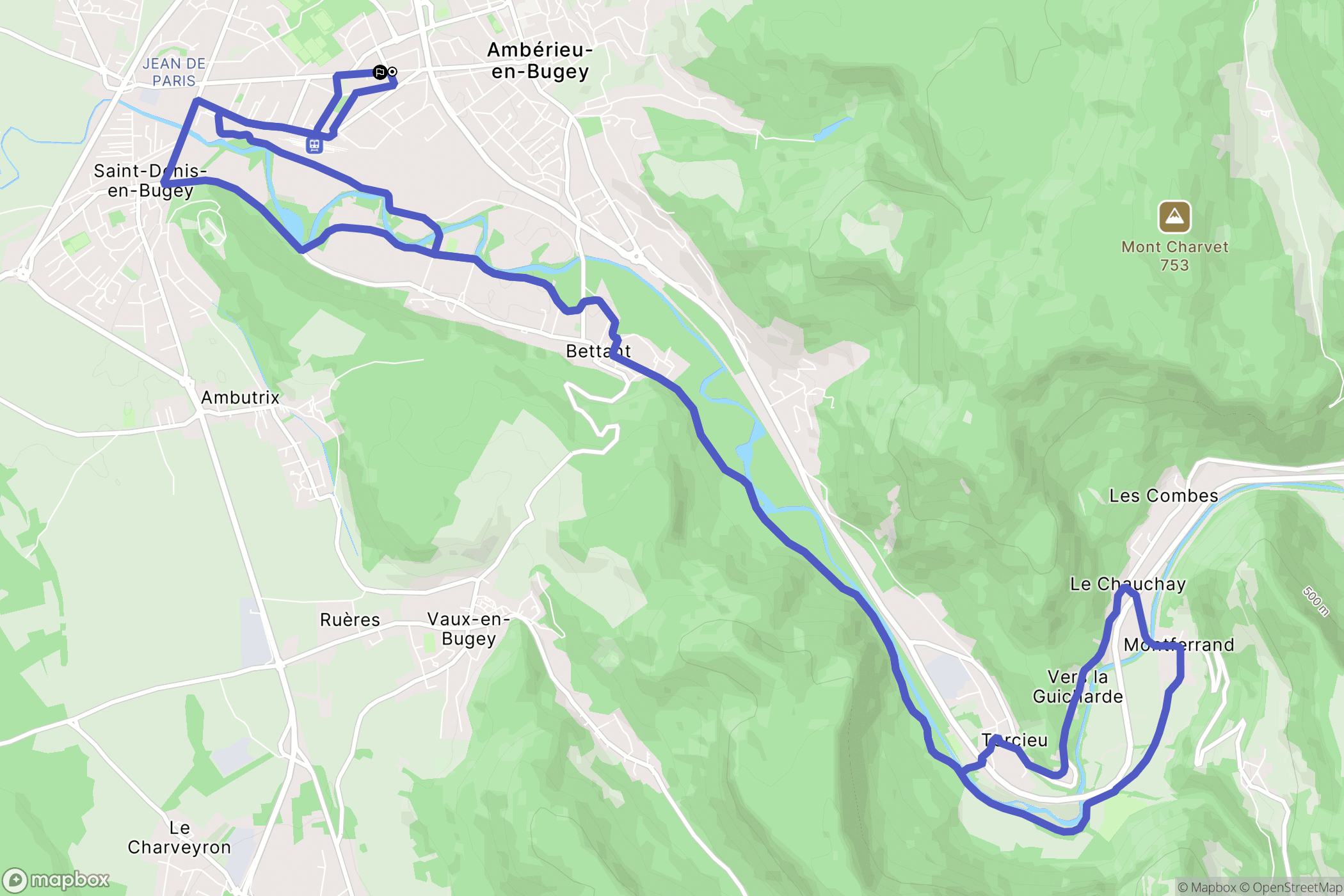 Ambérieu-en-Bugey : carte du parcours de randonnée - France