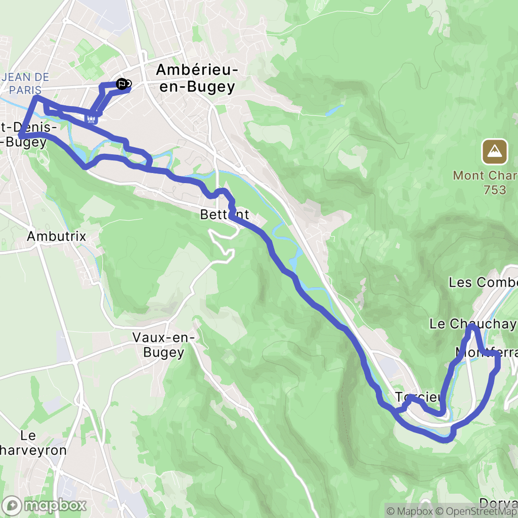 Ambérieu-en-Bugey : carte du parcours de randonnée - France