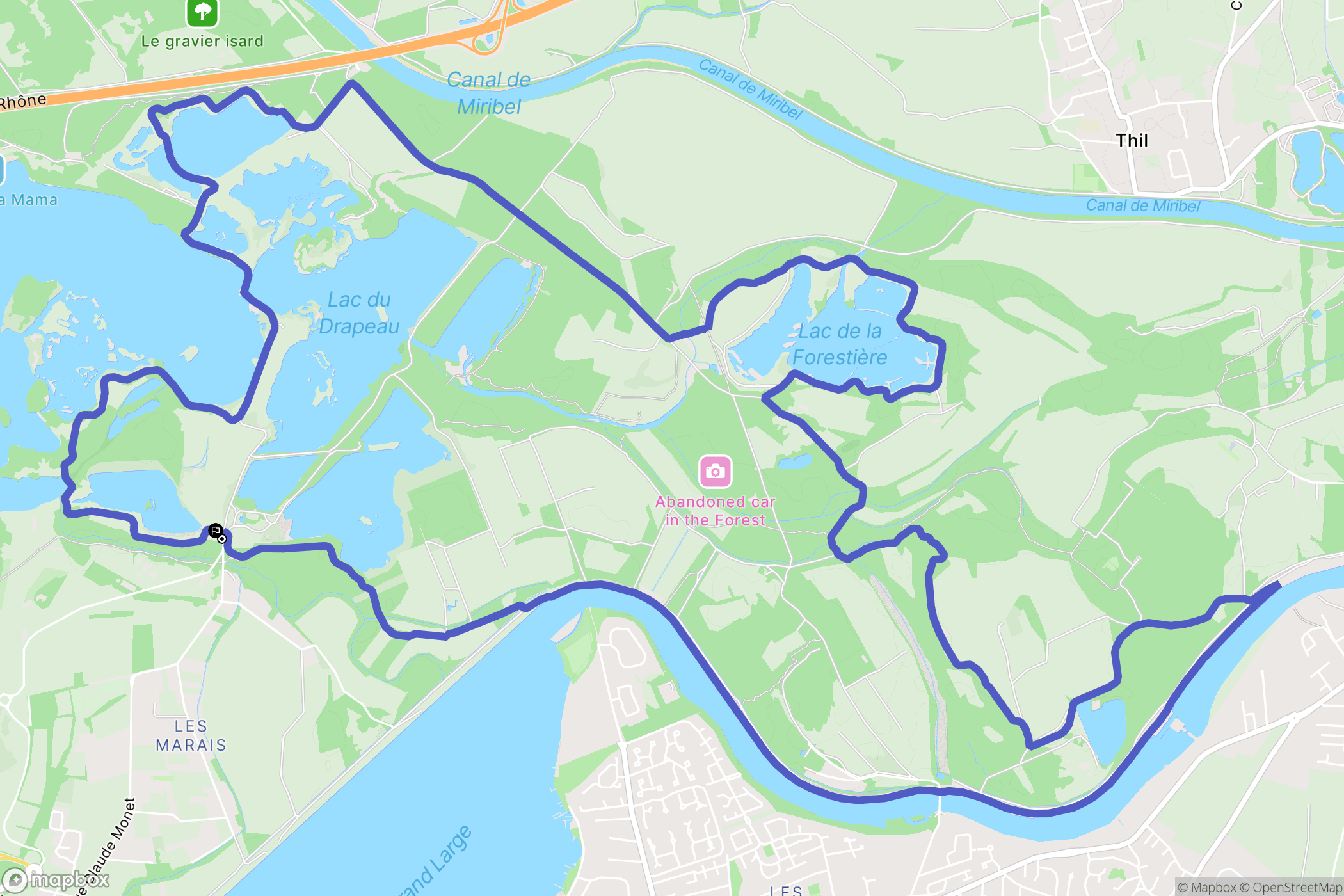 Décines-Charpieu : carte du parcours de randonnée - France
