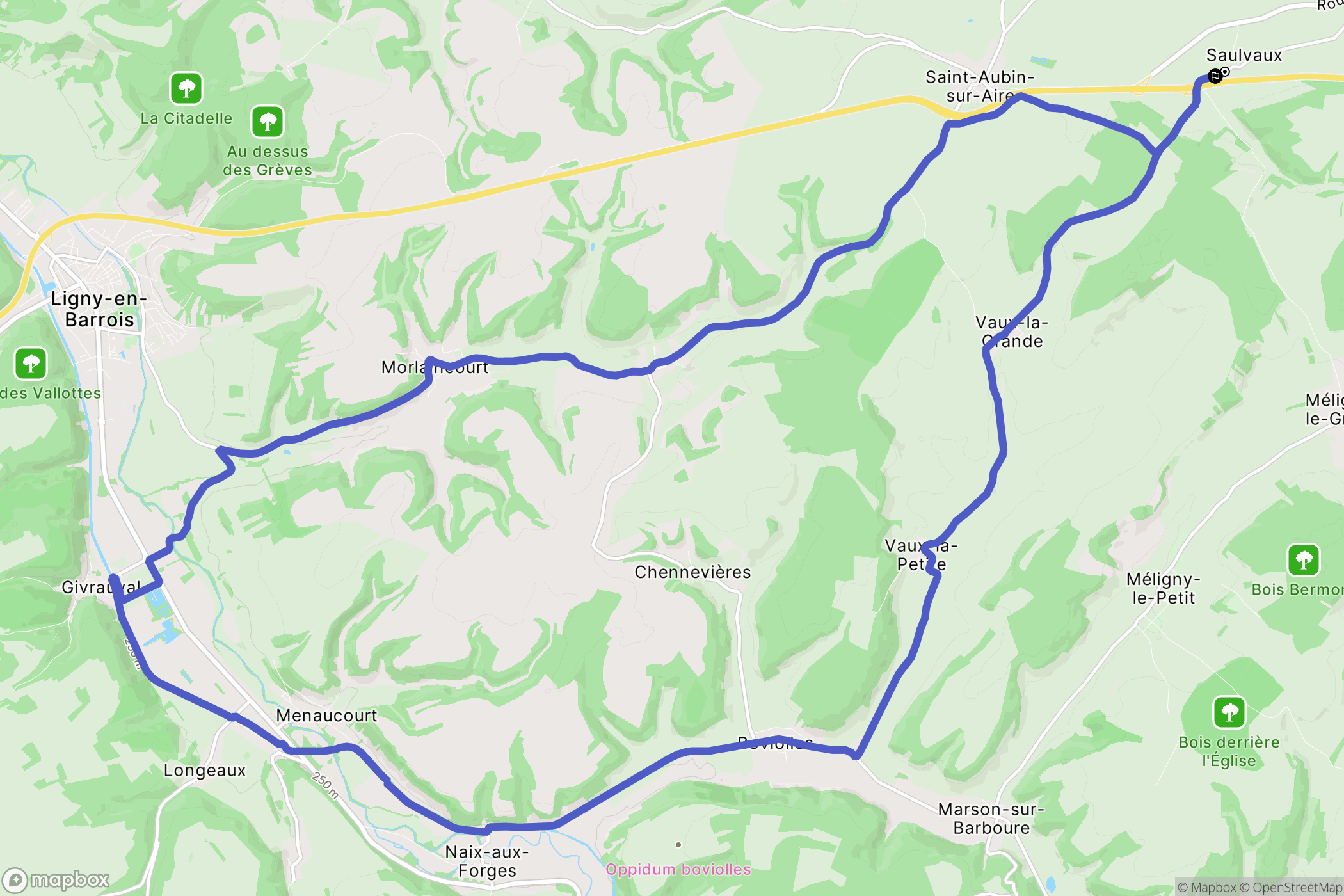 Saulvaux : carte du parcours de randonnée - France