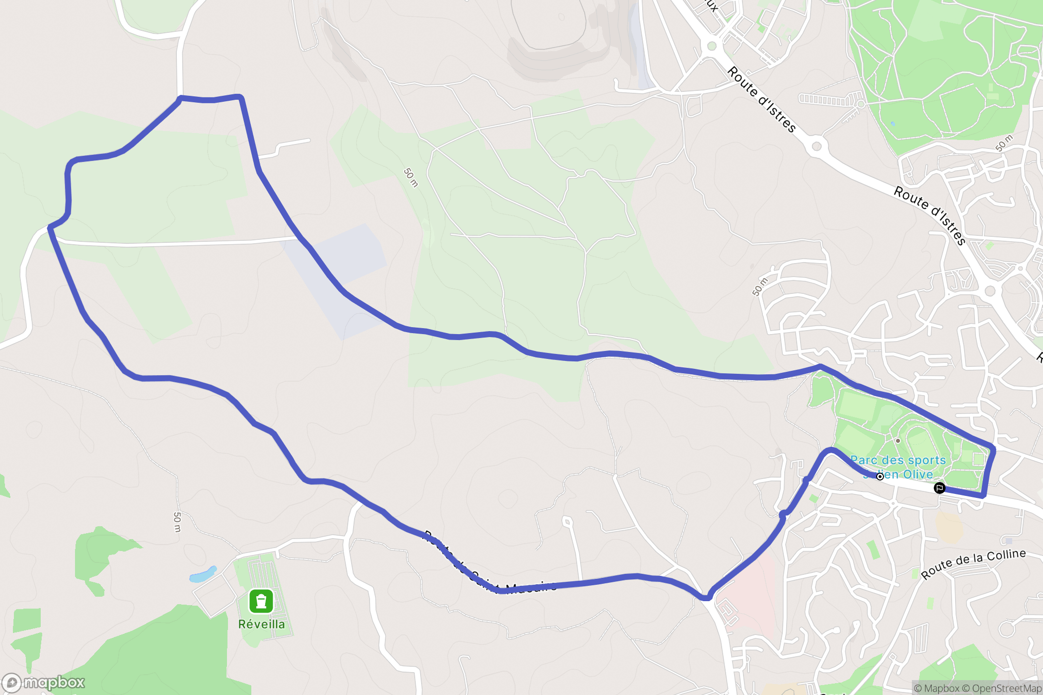 Martigues : carte du parcours de randonnée - France