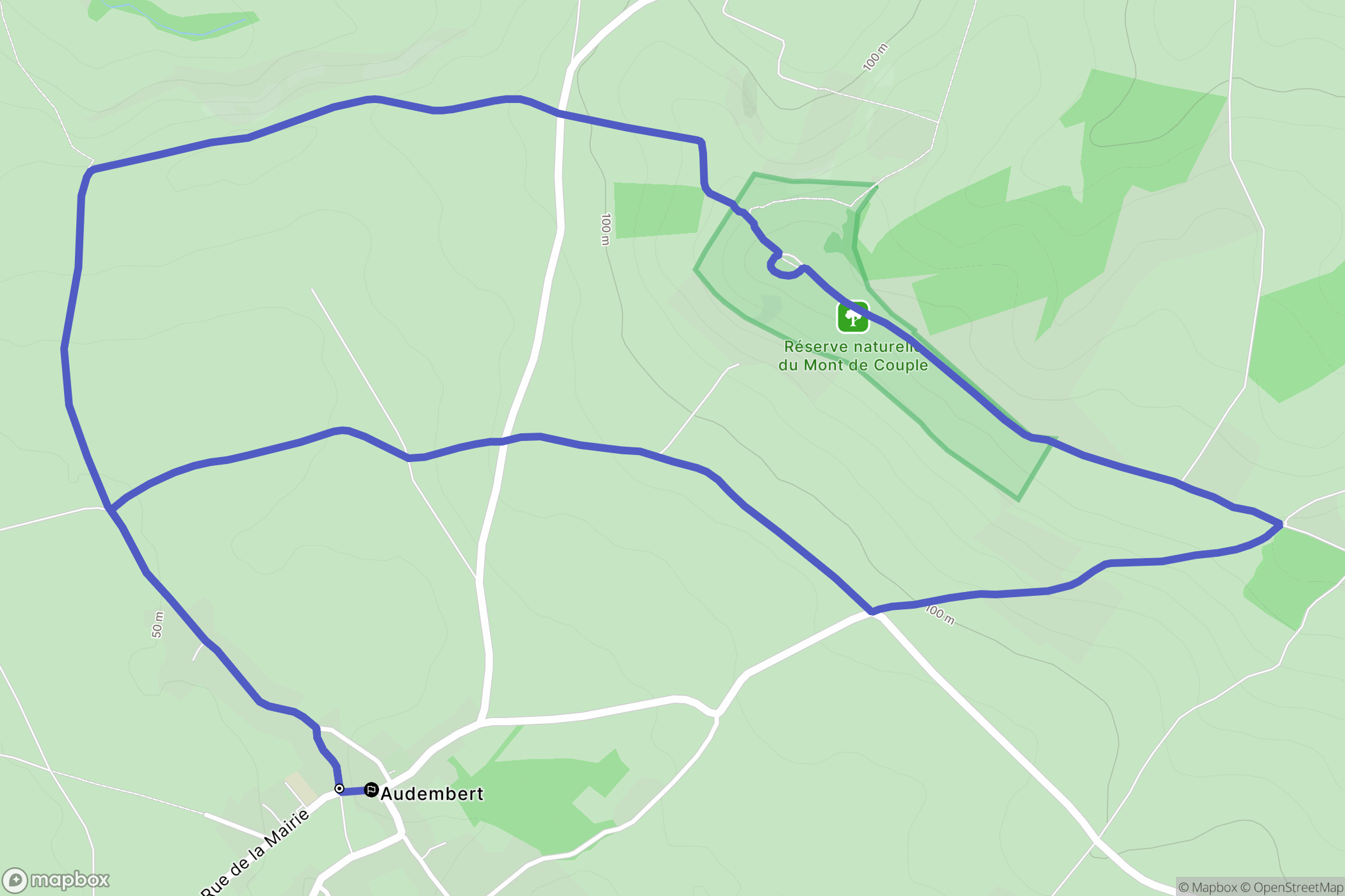 Audembert : carte du parcours de randonnée - France