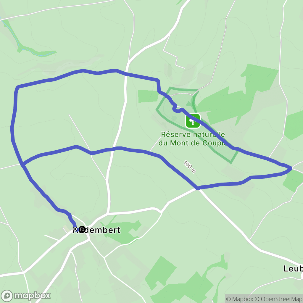 Audembert : carte du parcours de randonnée - France