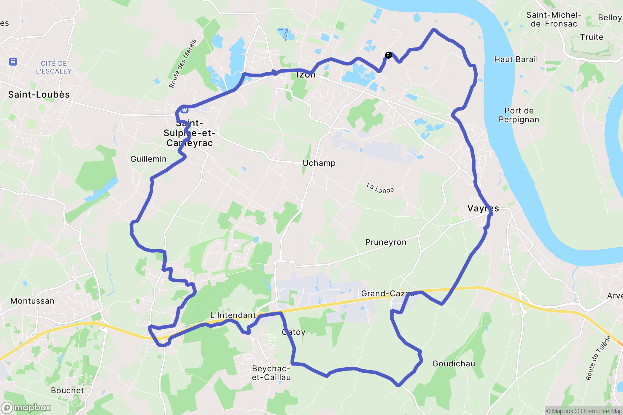 Izon : carte du parcours de randonnée - France