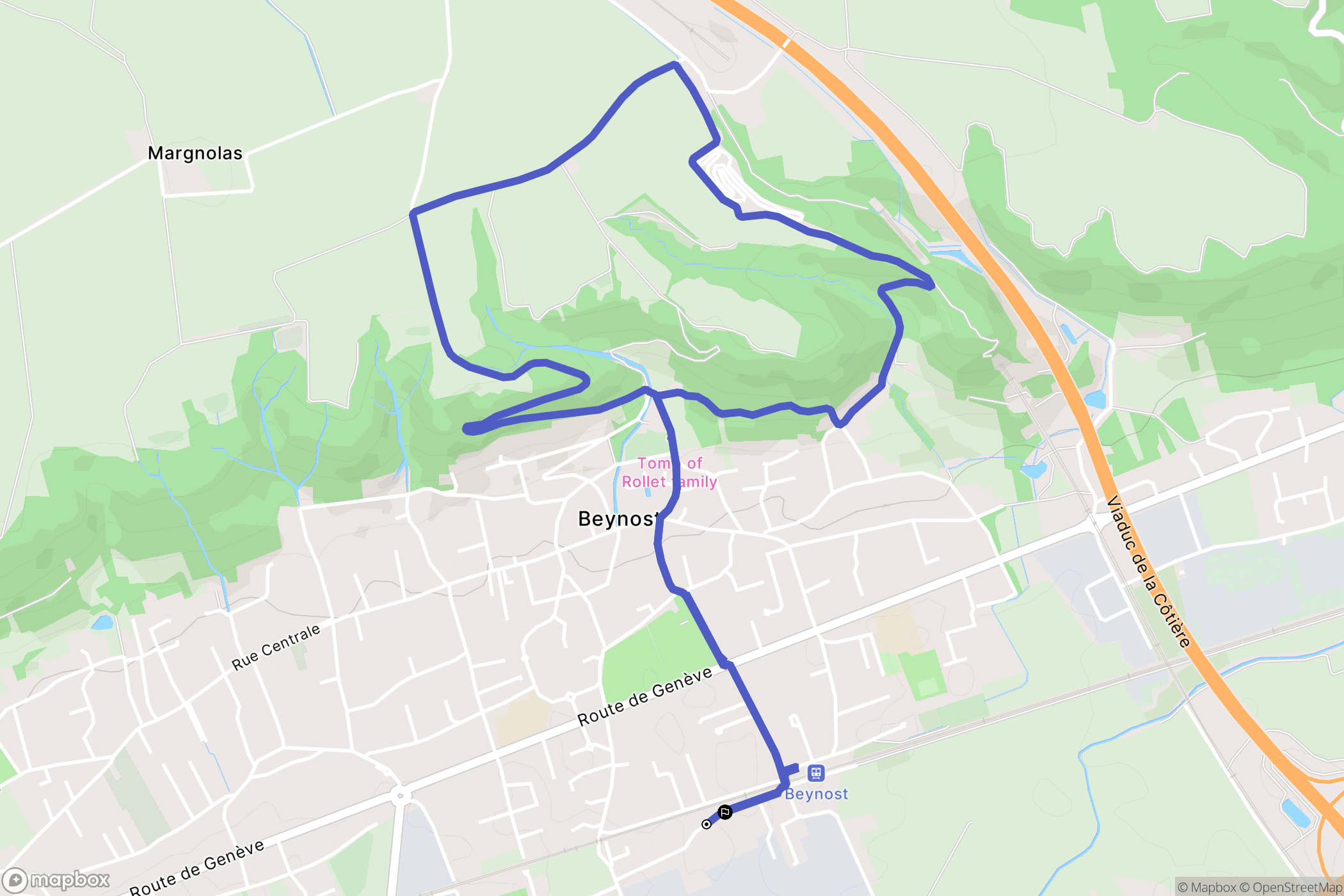 Beynost : carte du parcours de randonnée - France