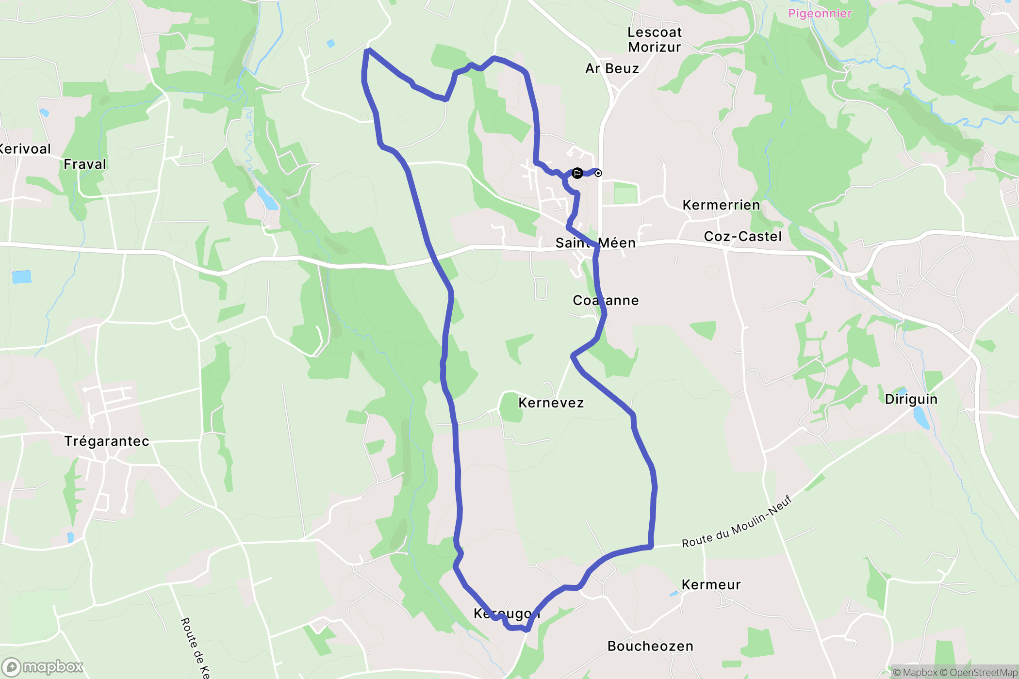 Saint-Méen : carte du parcours de randonnée - France